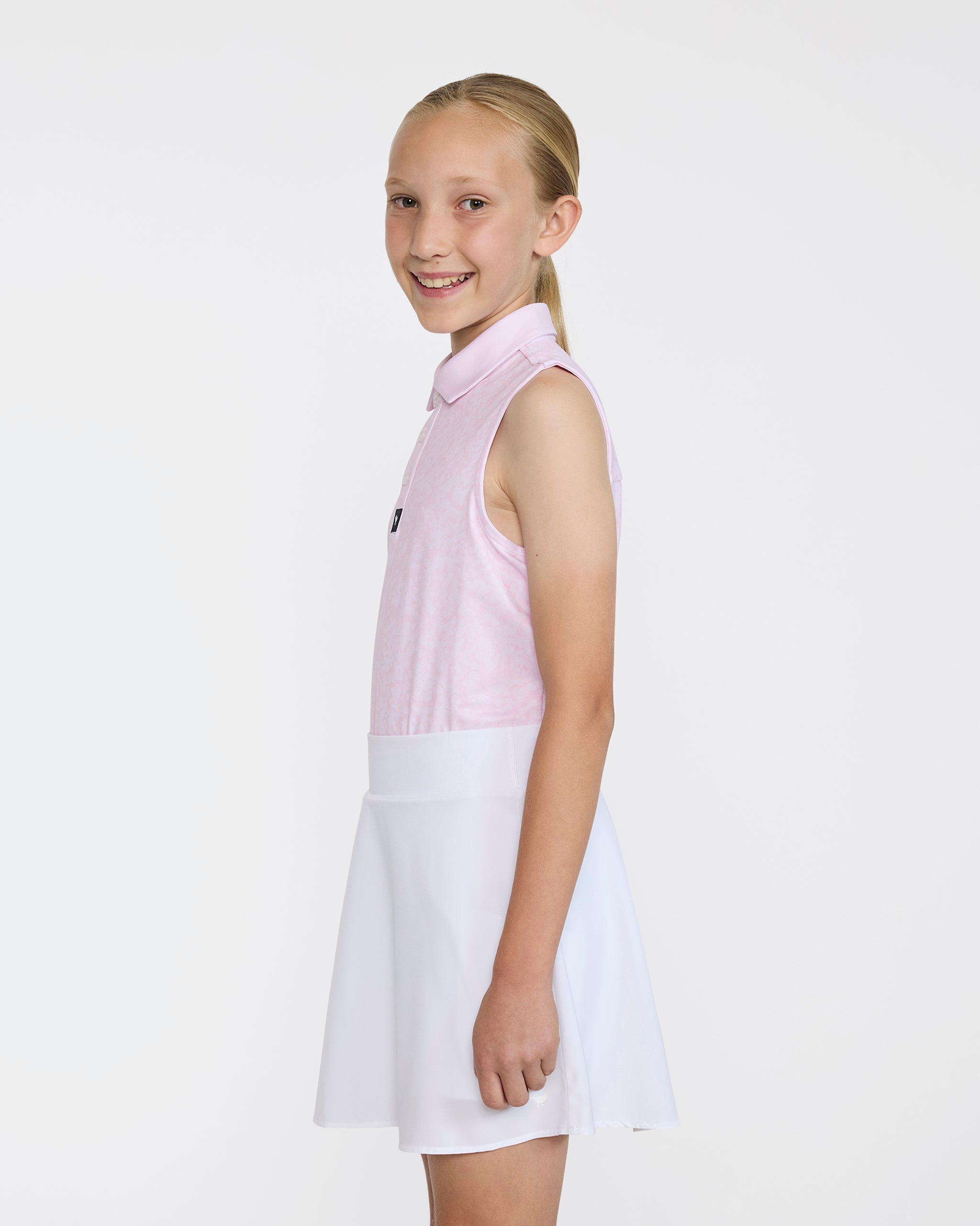 Youth Polo - Salt Shaker - Pink Sleeveless-Youth Polo-Bad Birdie