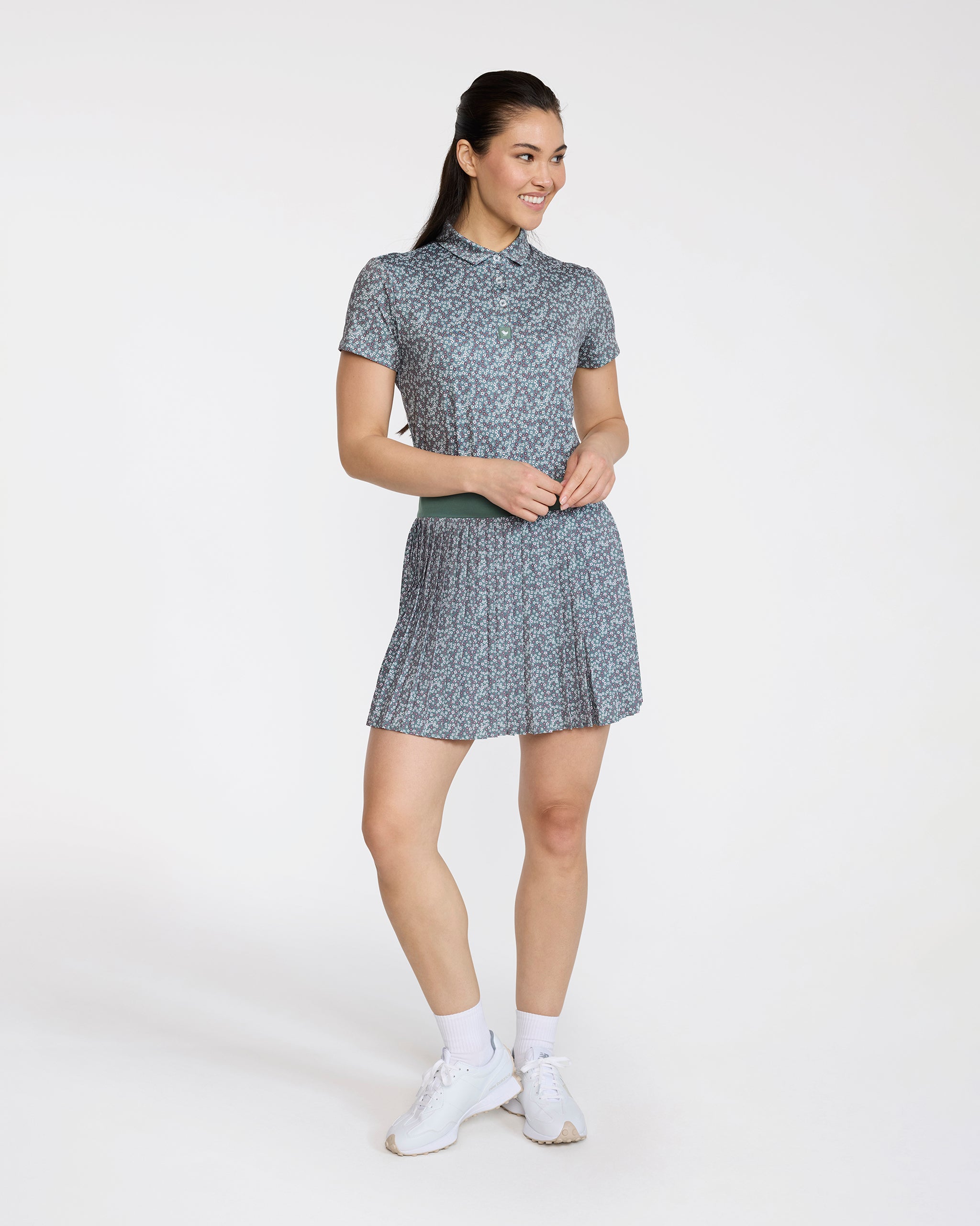 Ditsy Down - Dark Forest-Women's Polo-Bad Birdie