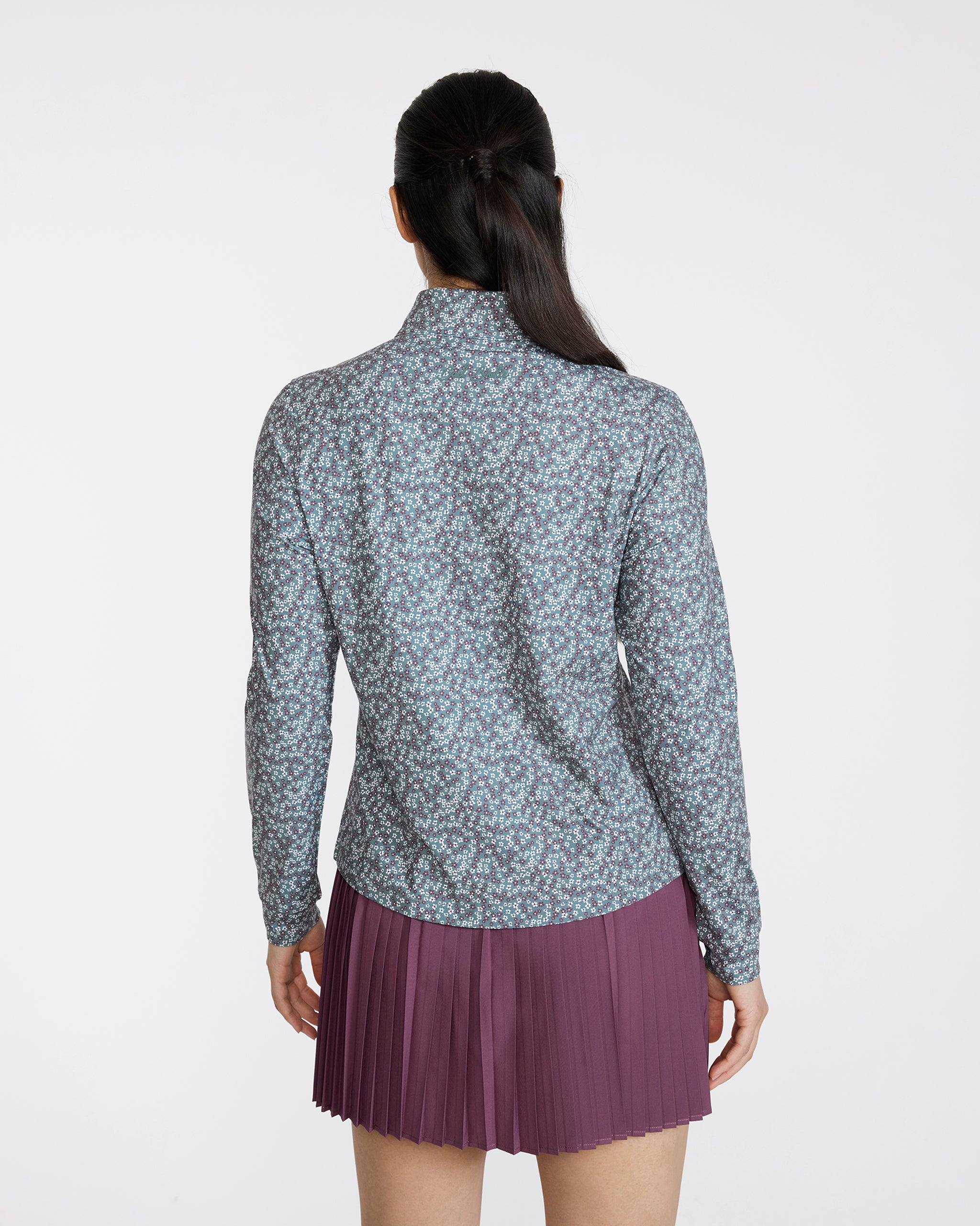 Velocity Quarterzip - Ditsy Down - Dark Forest-Women's Quarterzip-Bad Birdie