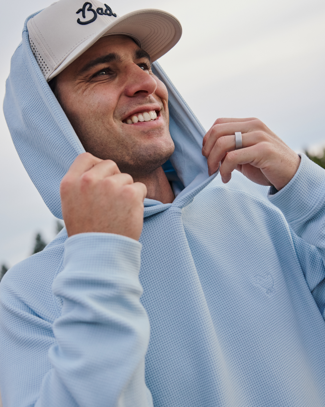 Waffle Hoodie - Baby Blue-Hoodie-Bad Birdie