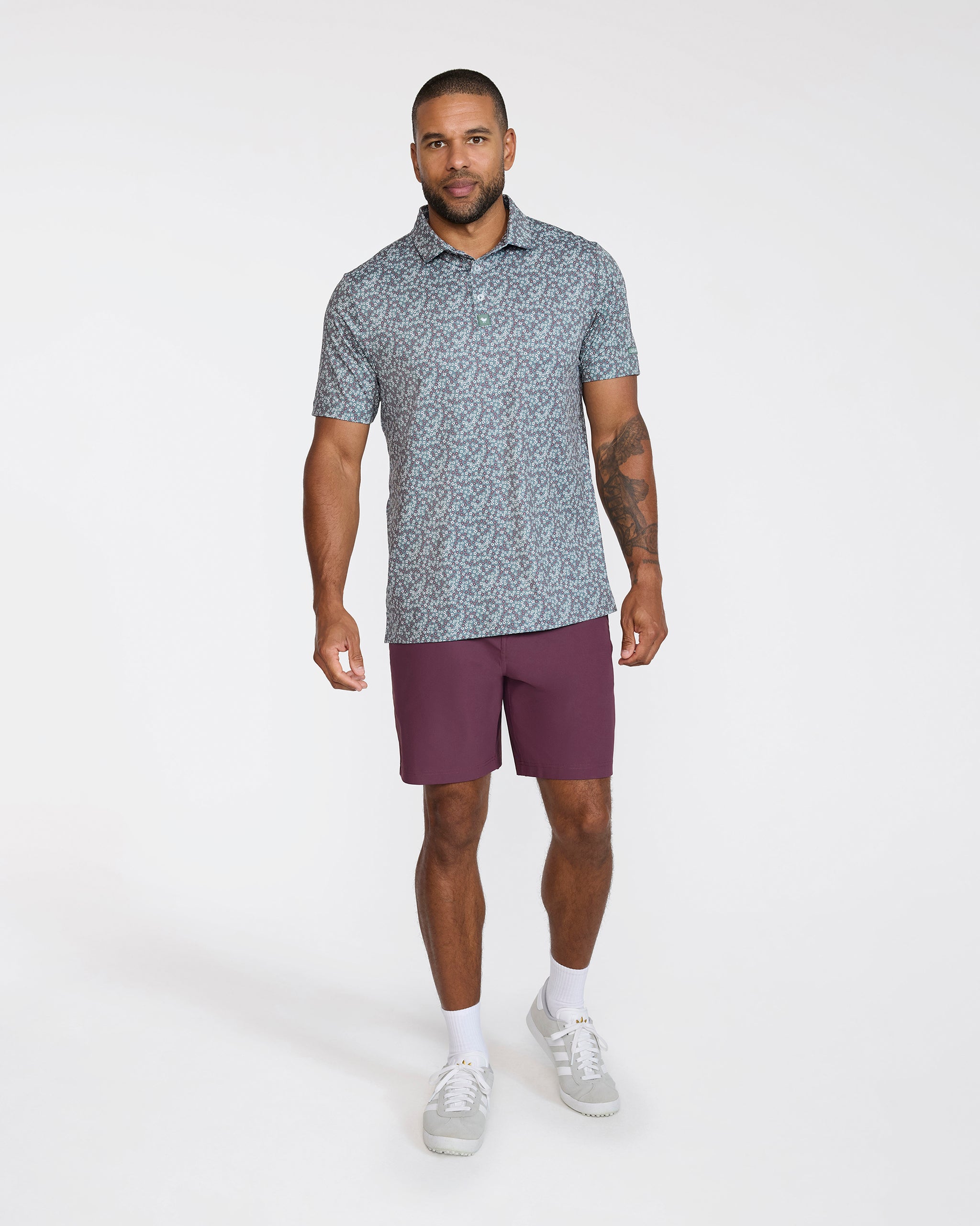 Ditsy Down - Dark Forest-Men's Polo-Bad Birdie