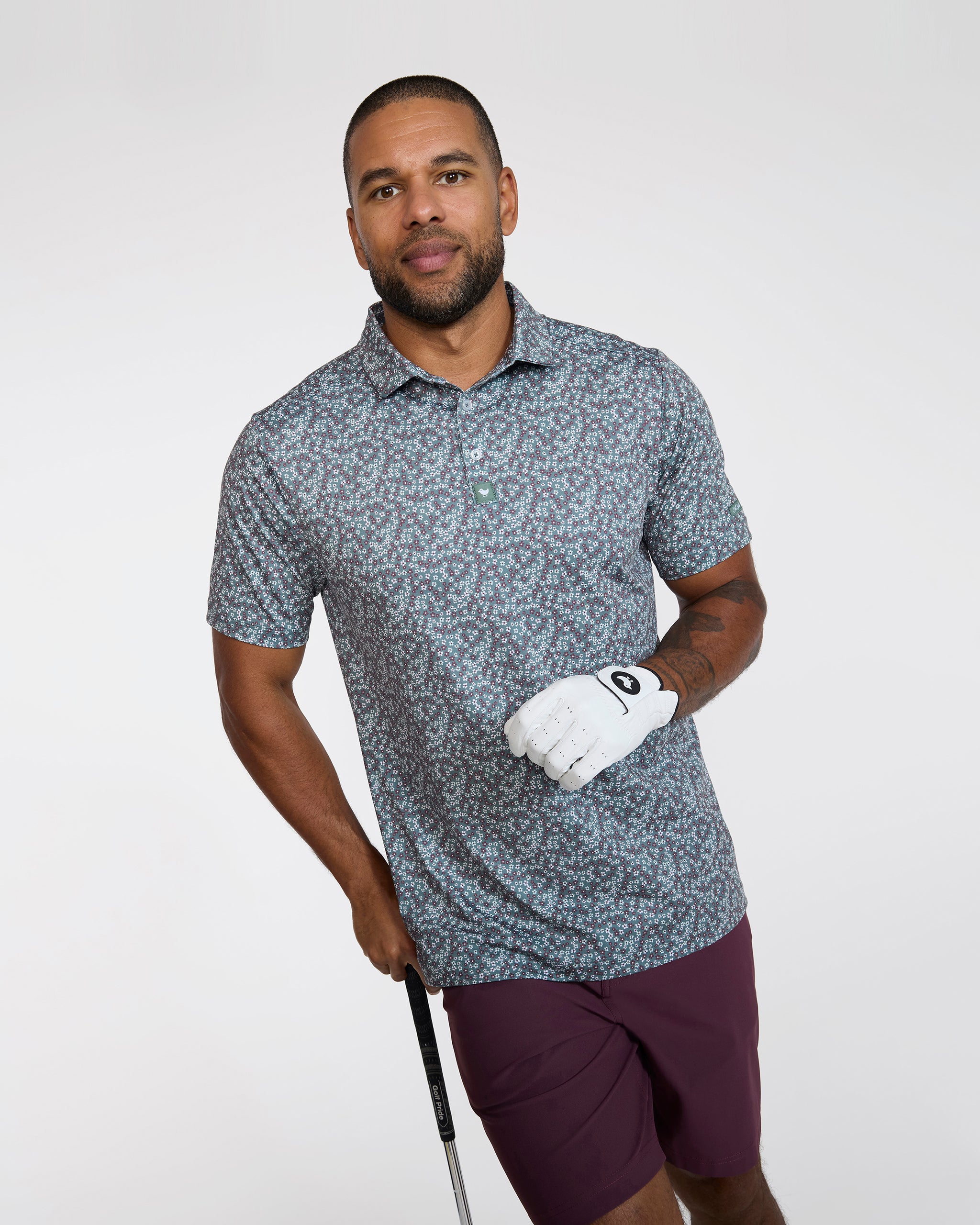 Ditsy Down - Dark Forest-Men's Polo-Bad Birdie