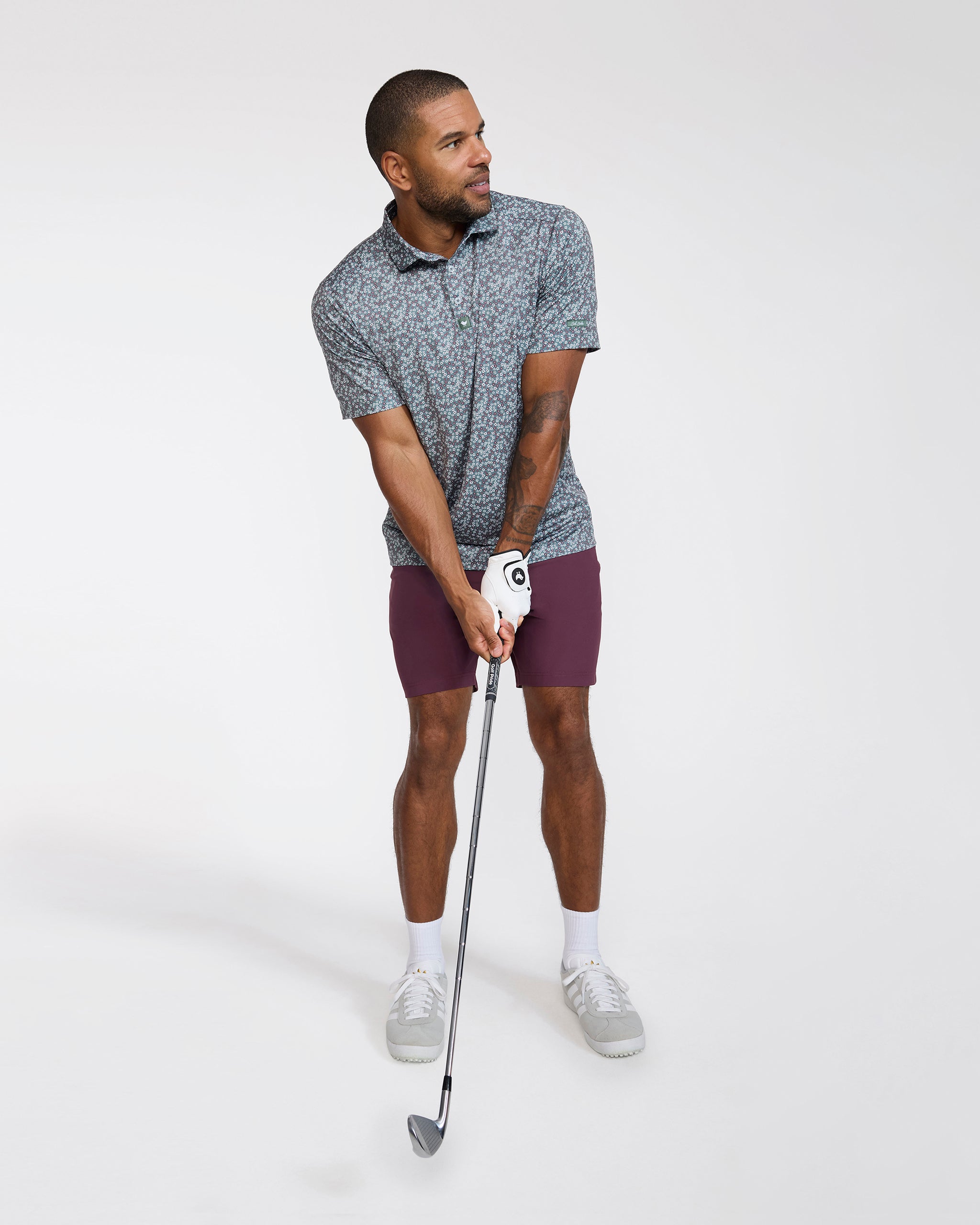 Ditsy Down - Dark Forest-Men's Polo-Bad Birdie