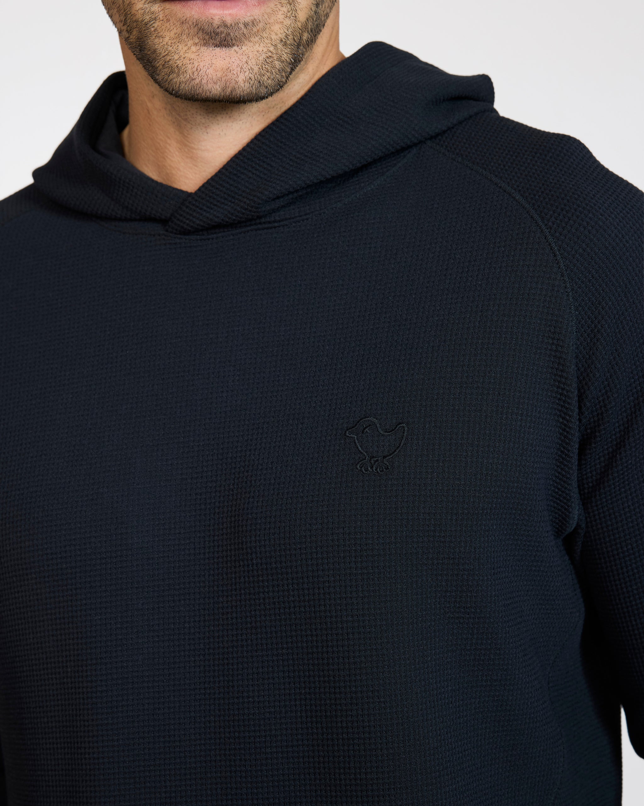 Waffle Hoodie - Black-Hoodie-Bad Birdie