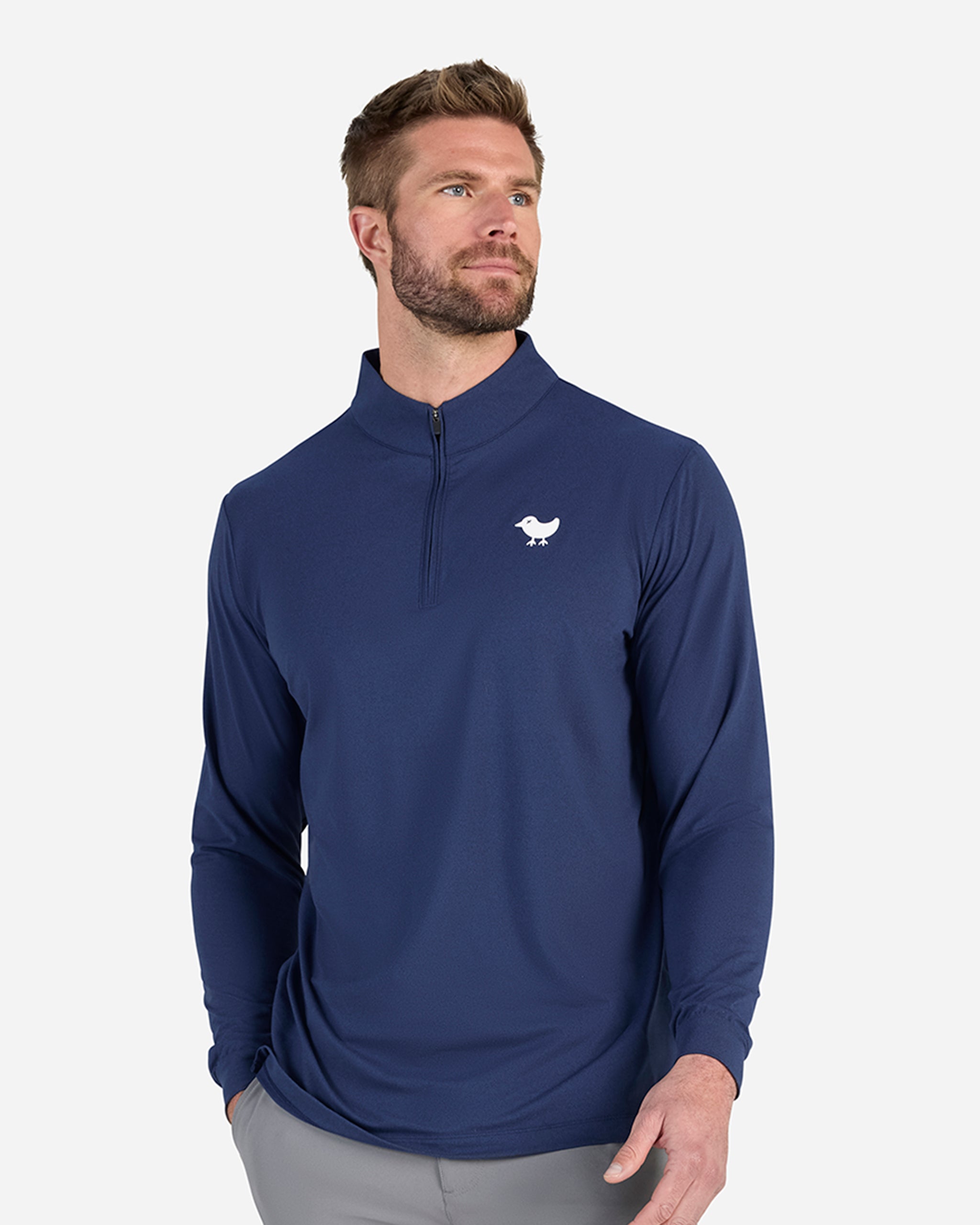 Navy Quarterzip-Men's Quarterzip-Bad Birdie