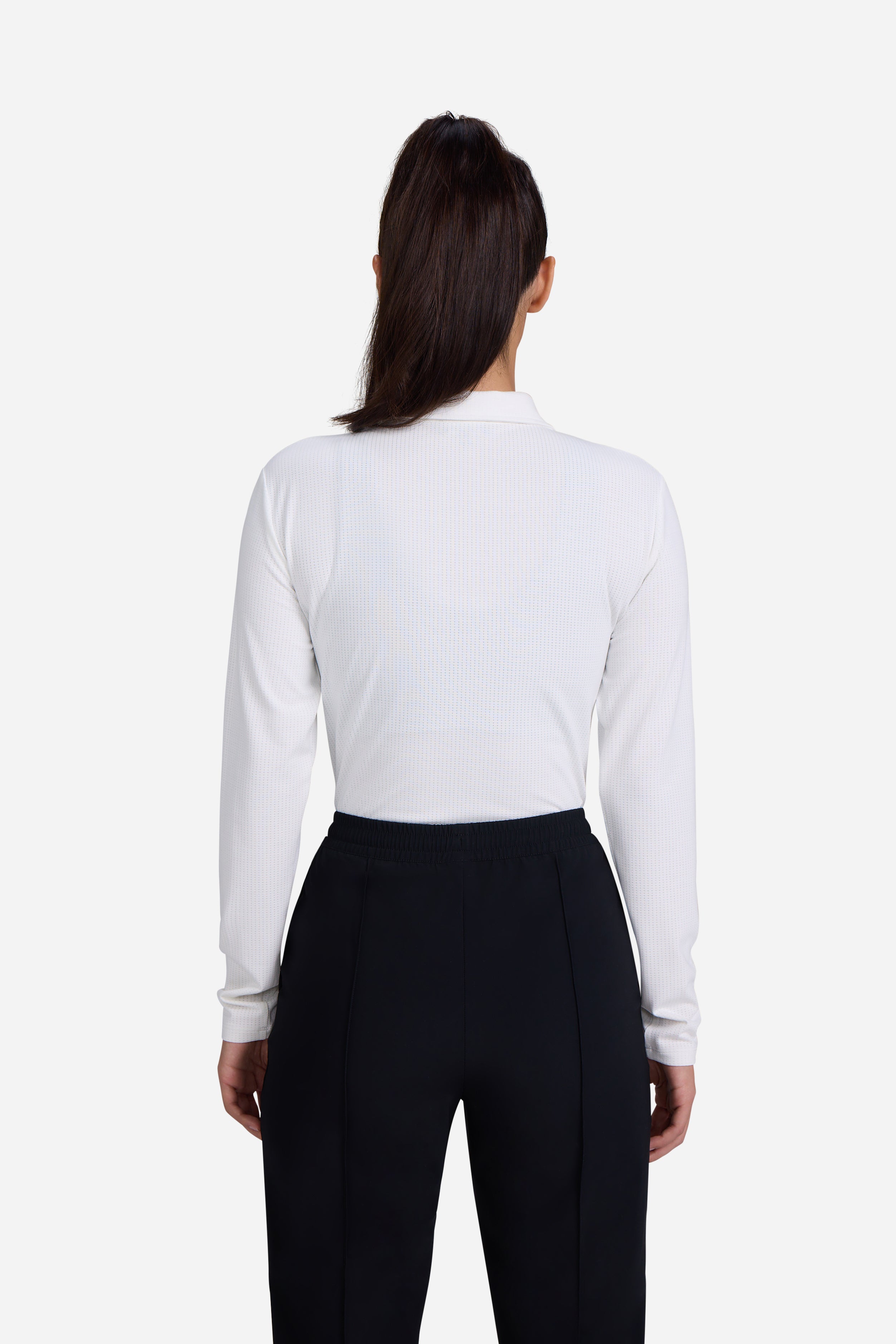 Tempo Cooling Long Sleeve Polo - Brilliant White-Women's Polo-Bad Birdie