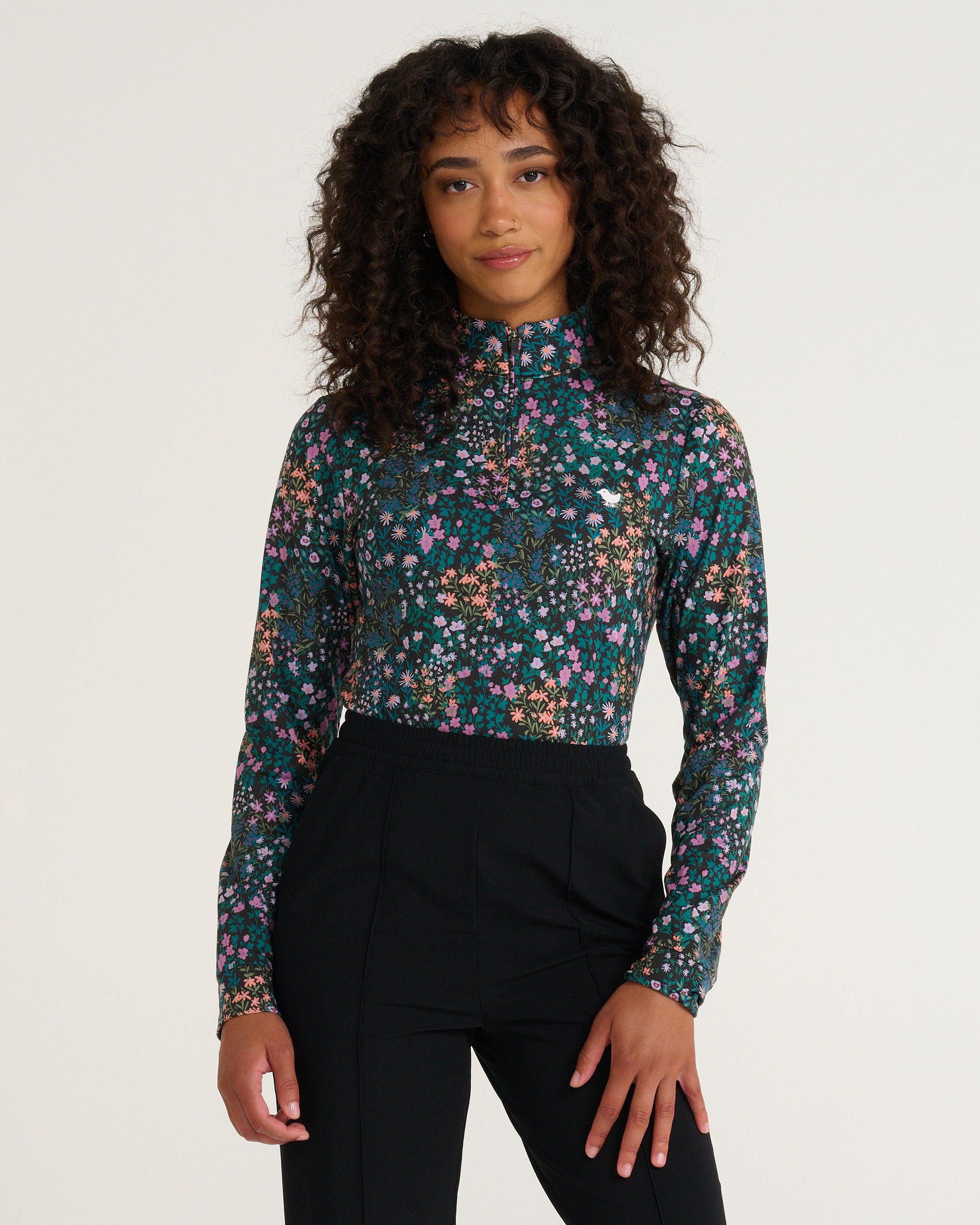 Super Duper Bloom Quarterzip-Women's Quarterzip-Bad Birdie