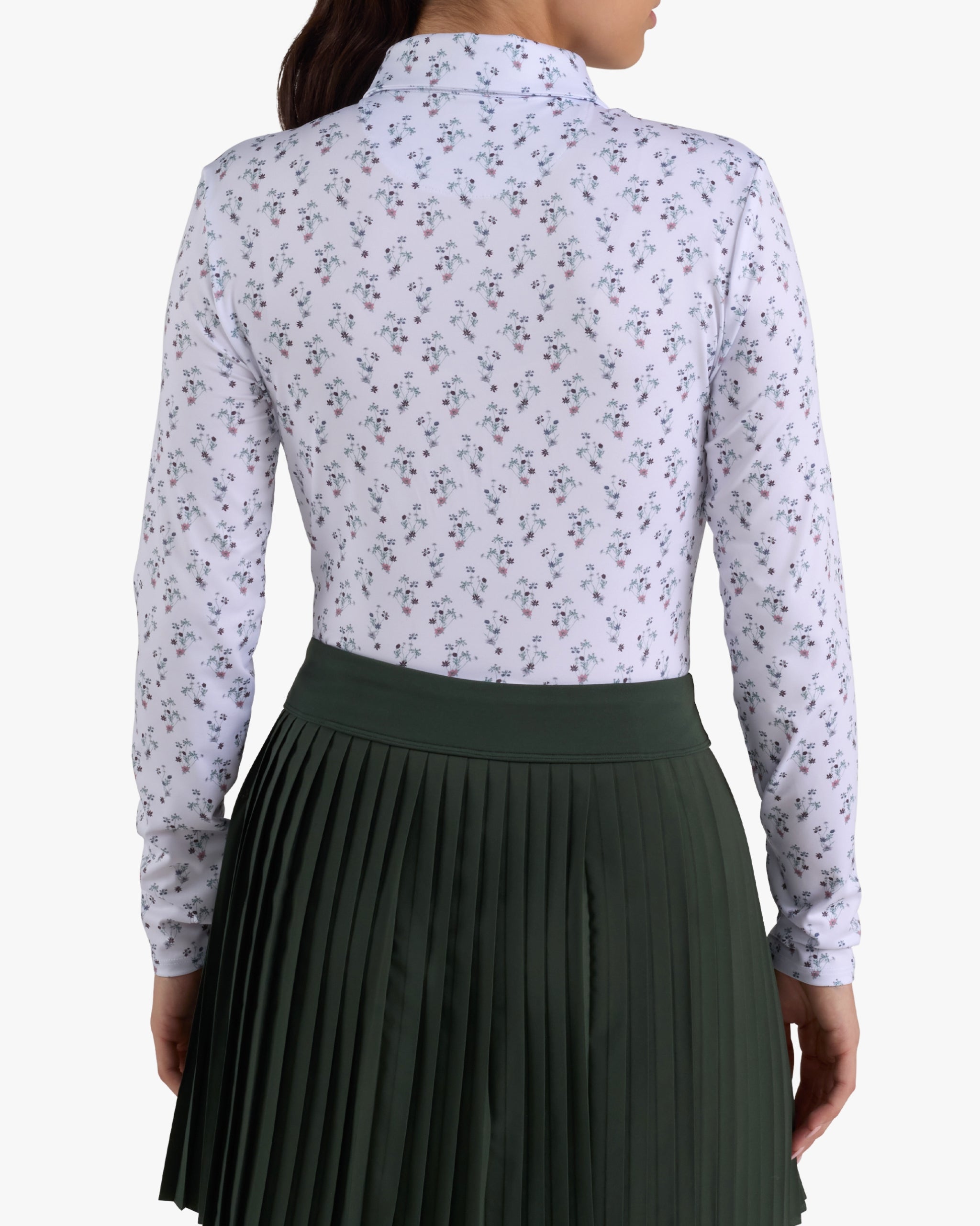 Long Sleeve Polo - Petunia Junkie-Women's Long Sleeve Polo - Bad Birdie