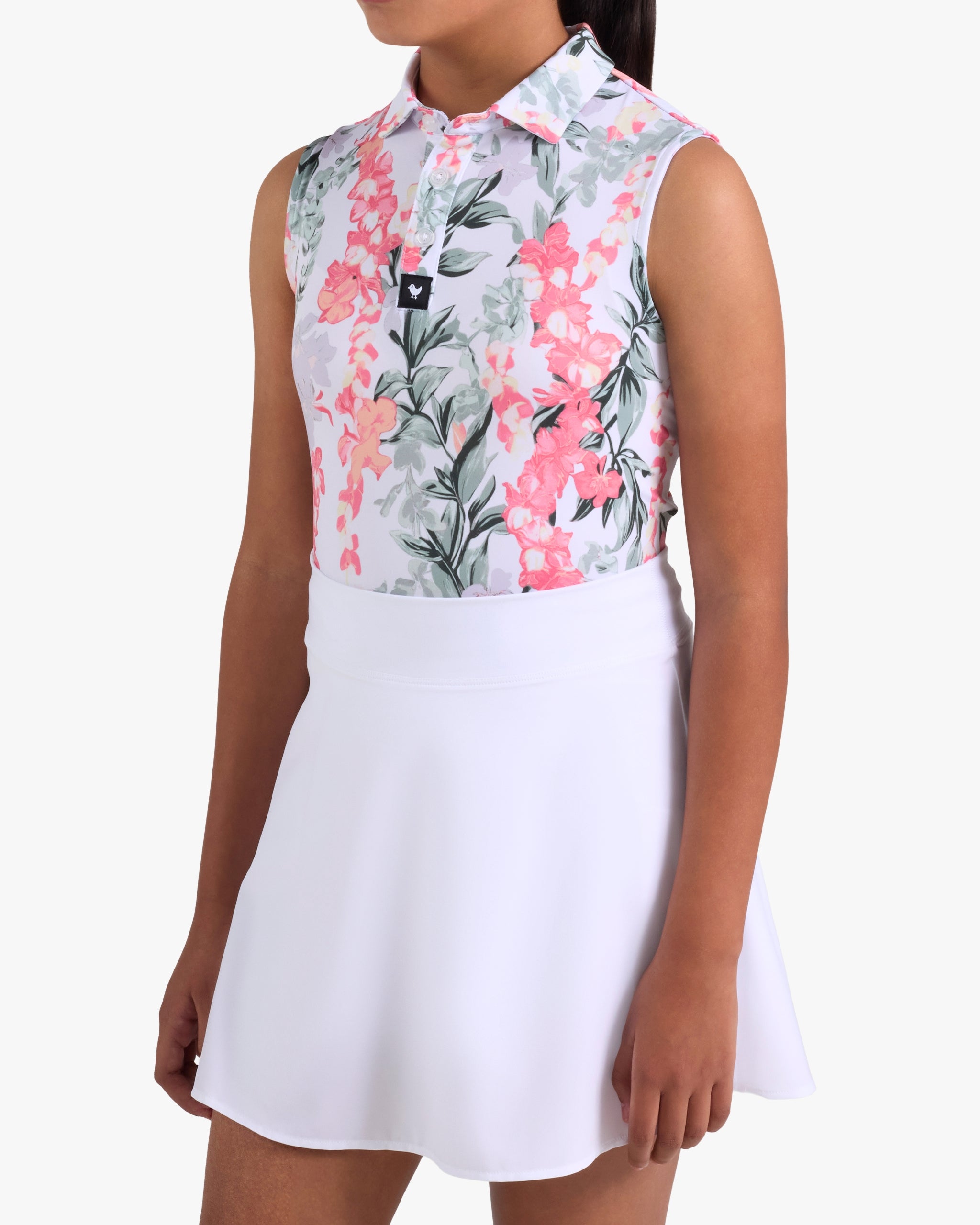 Sleeveless Youth Polo - Lei'd - Brilliant White-Youth Polo - Bad Birdie