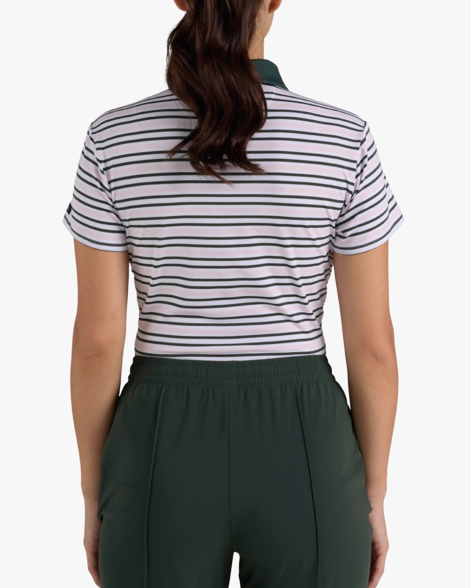 Stripe Right- Frosty Petal-Women's Core Performance Polo - Bad Birdie