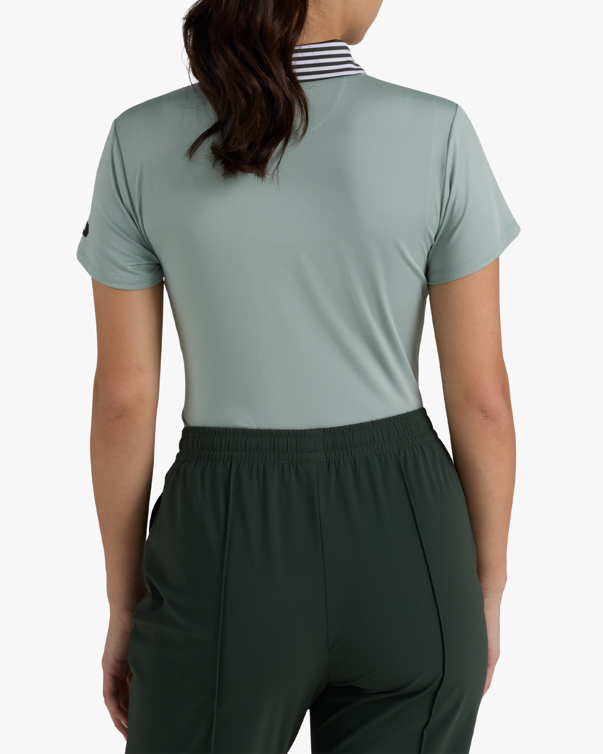 Striped Collar - Washed Sage-Women's Core Performance Polo - Bad Birdie