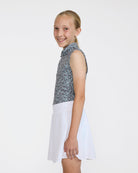 Youth Polo - Ditsy Down - Dark Forest Sleeveless-Youth Polo-Bad Birdie