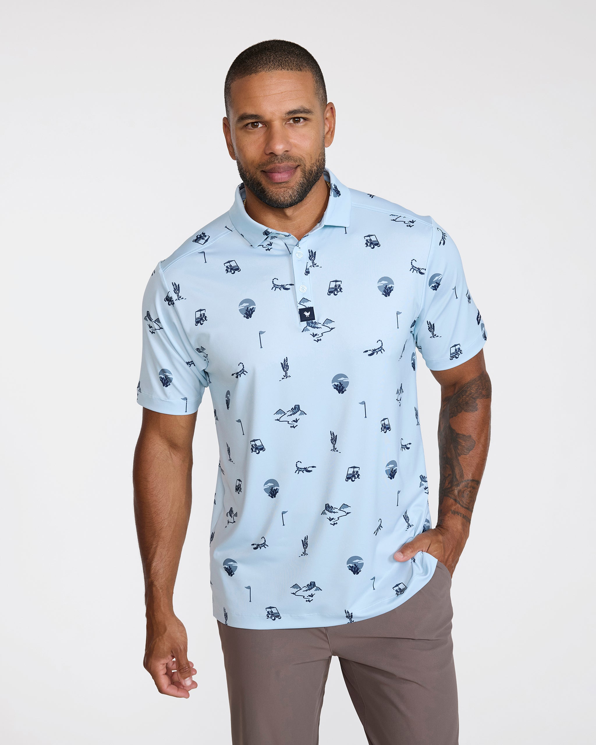 Desert Baddies - Baby Blue-Men's Polo-Bad Birdie