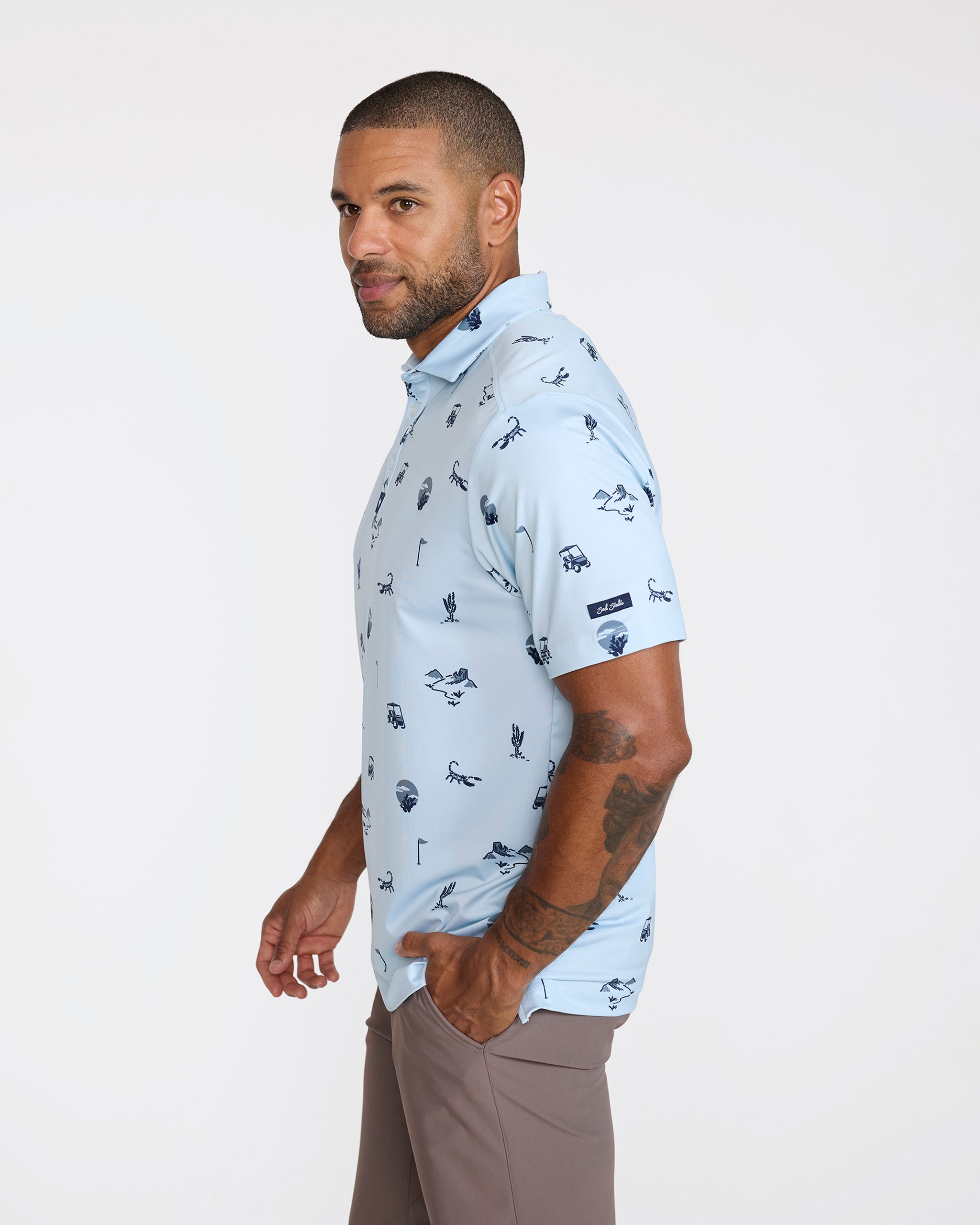 Desert Baddies - Baby Blue-Men's Polo-Bad Birdie