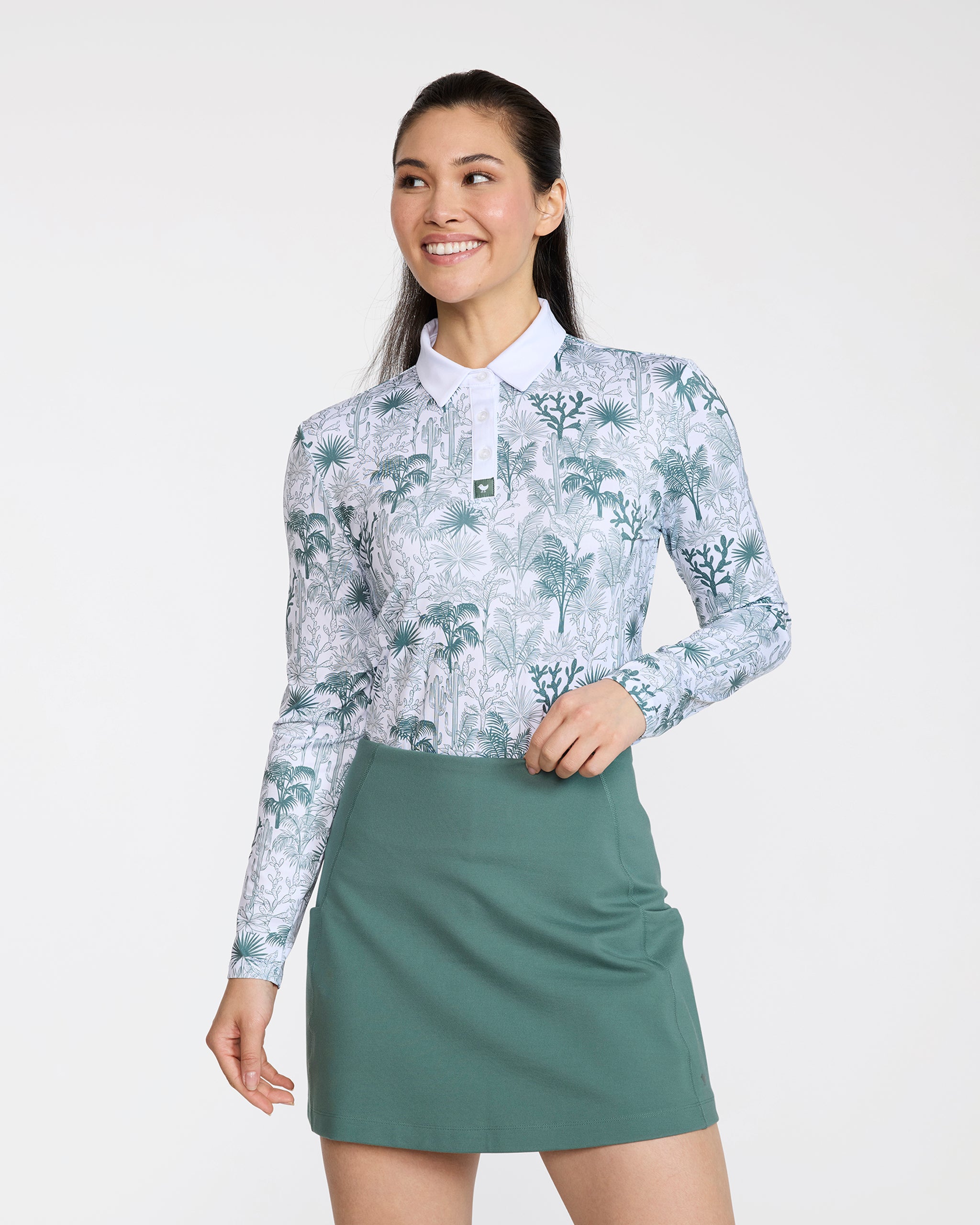 Cactus Jungle Long Sleeve-Women's Polo-Bad Birdie