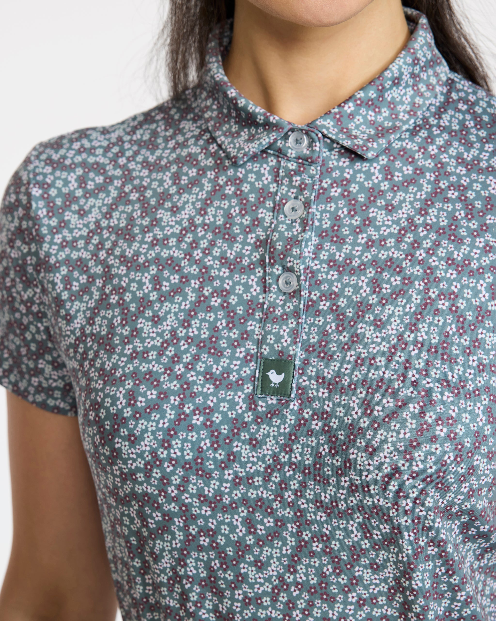 Ditsy Down - Dark Forest-Women's Polo-Bad Birdie