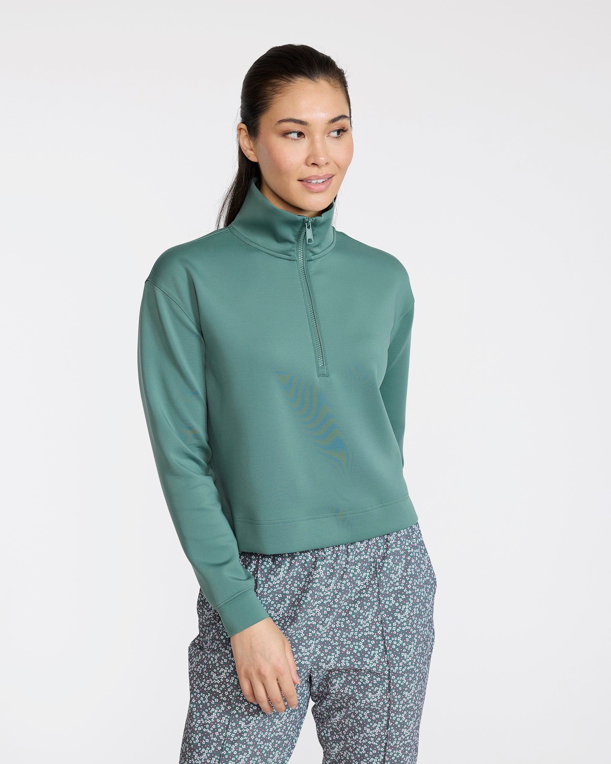 At Ease Quarterzip - Dark Forest-Women's Quarterzip-Bad Birdie