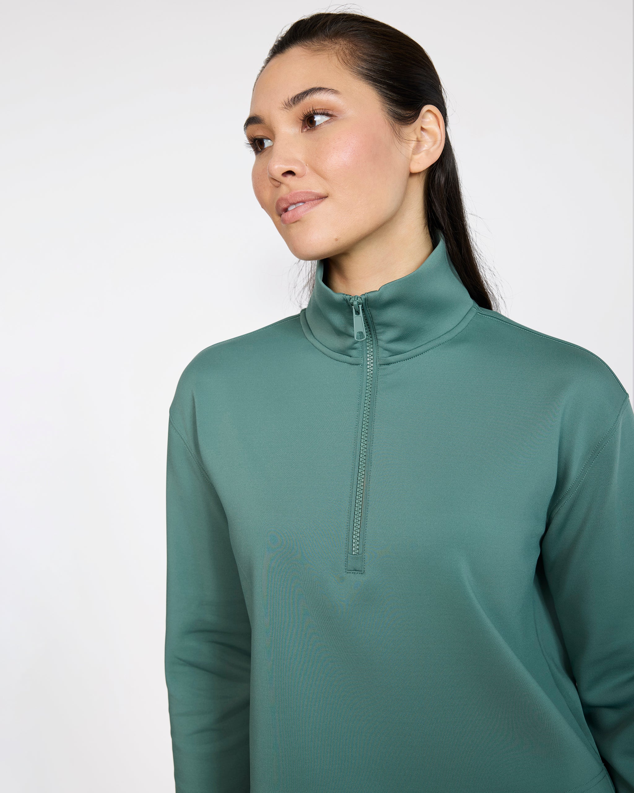 At Ease Quarterzip - Dark Forest-Women's Quarterzip-Bad Birdie
