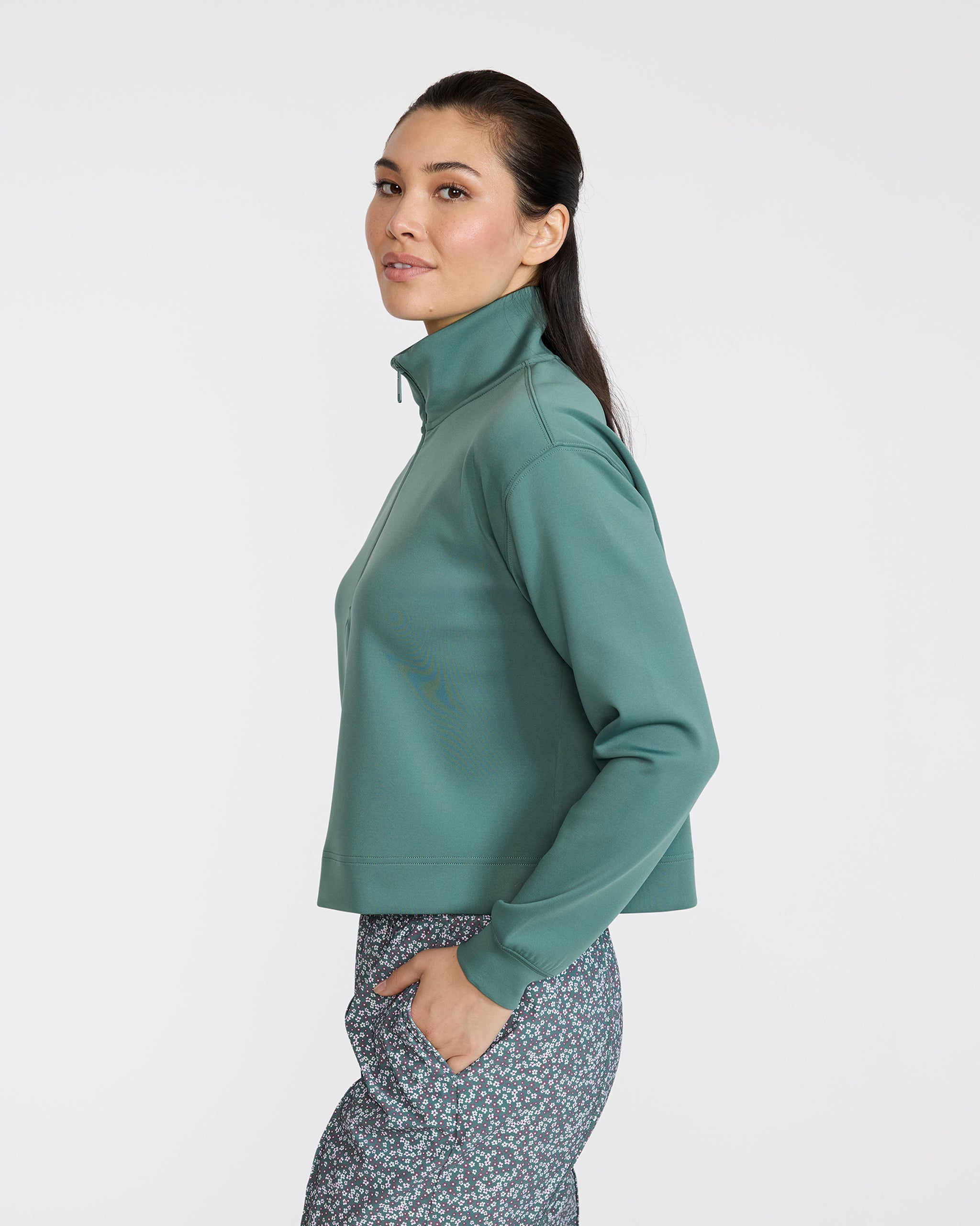 At Ease Quarterzip - Dark Forest-Women's Quarterzip-Bad Birdie