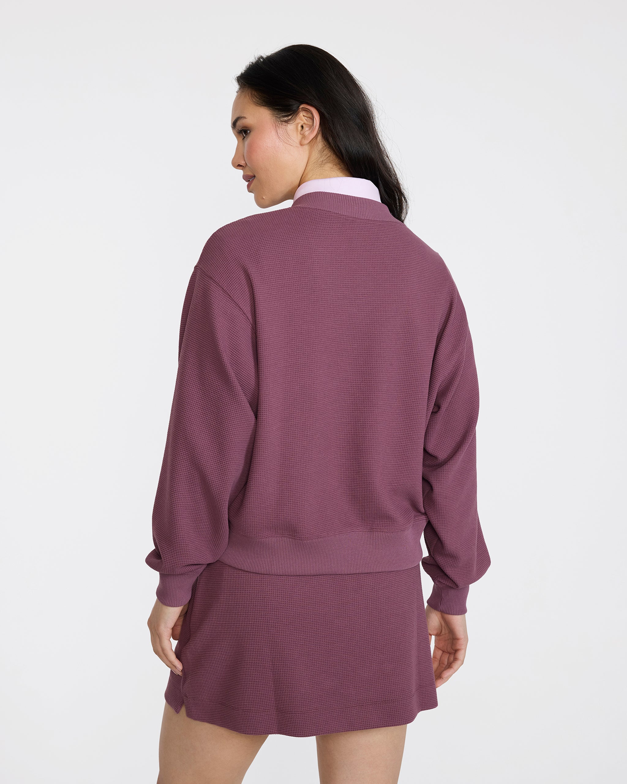 Waffle V-Neck - Plum Wine-V-Neck-Bad Birdie