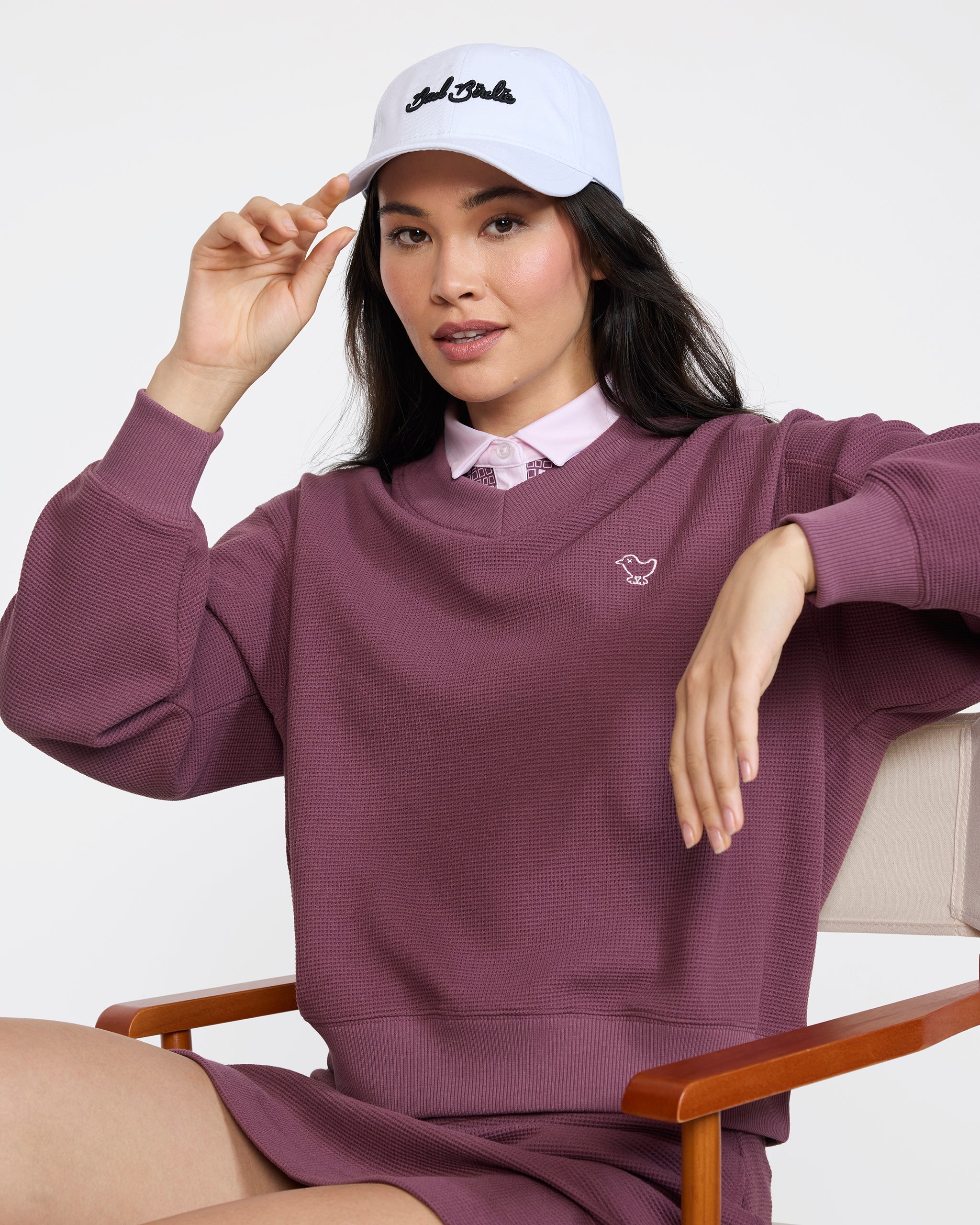 Waffle V-Neck - Plum Wine-V-Neck-Bad Birdie