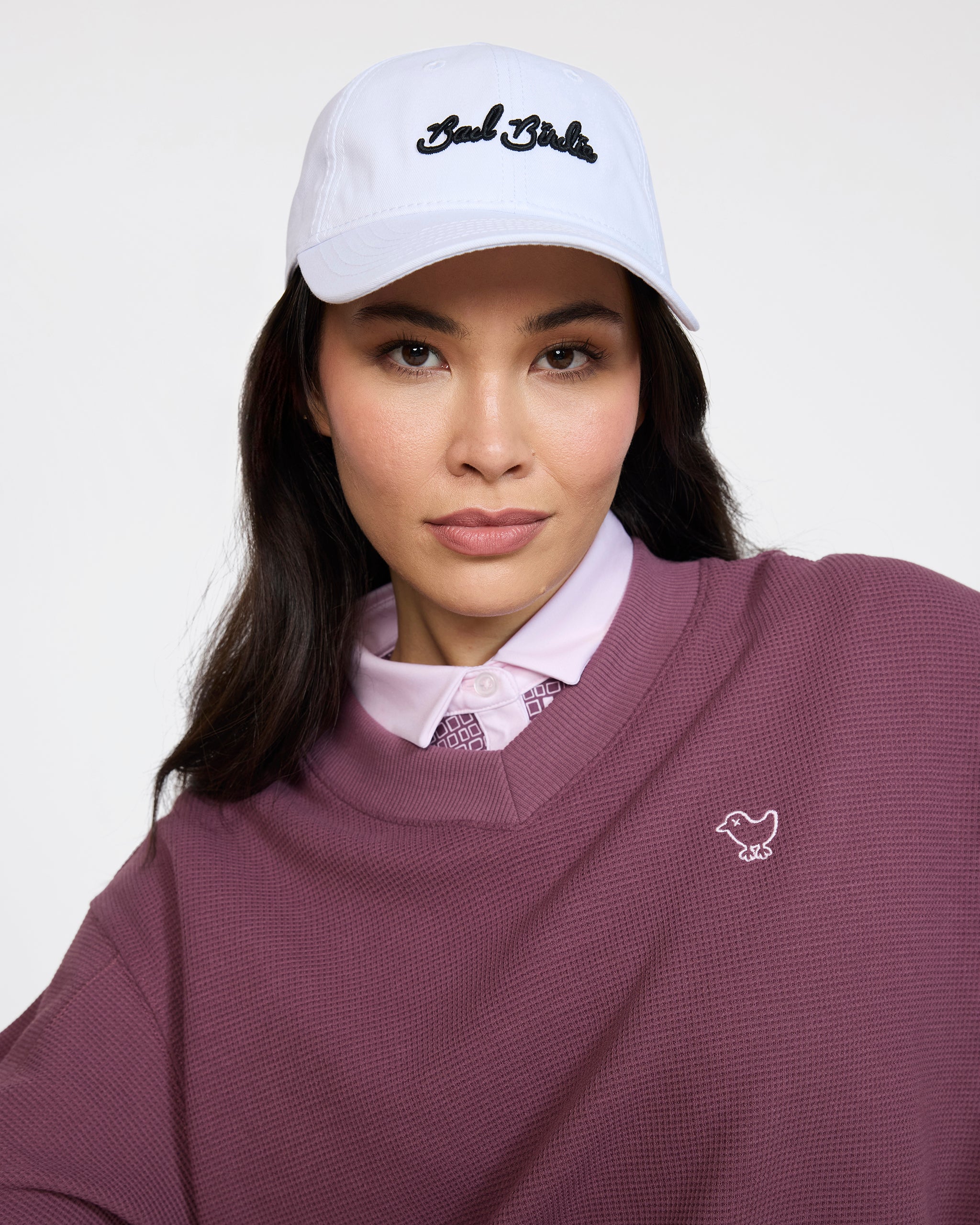 Waffle V-Neck - Plum Wine-V-Neck-Bad Birdie