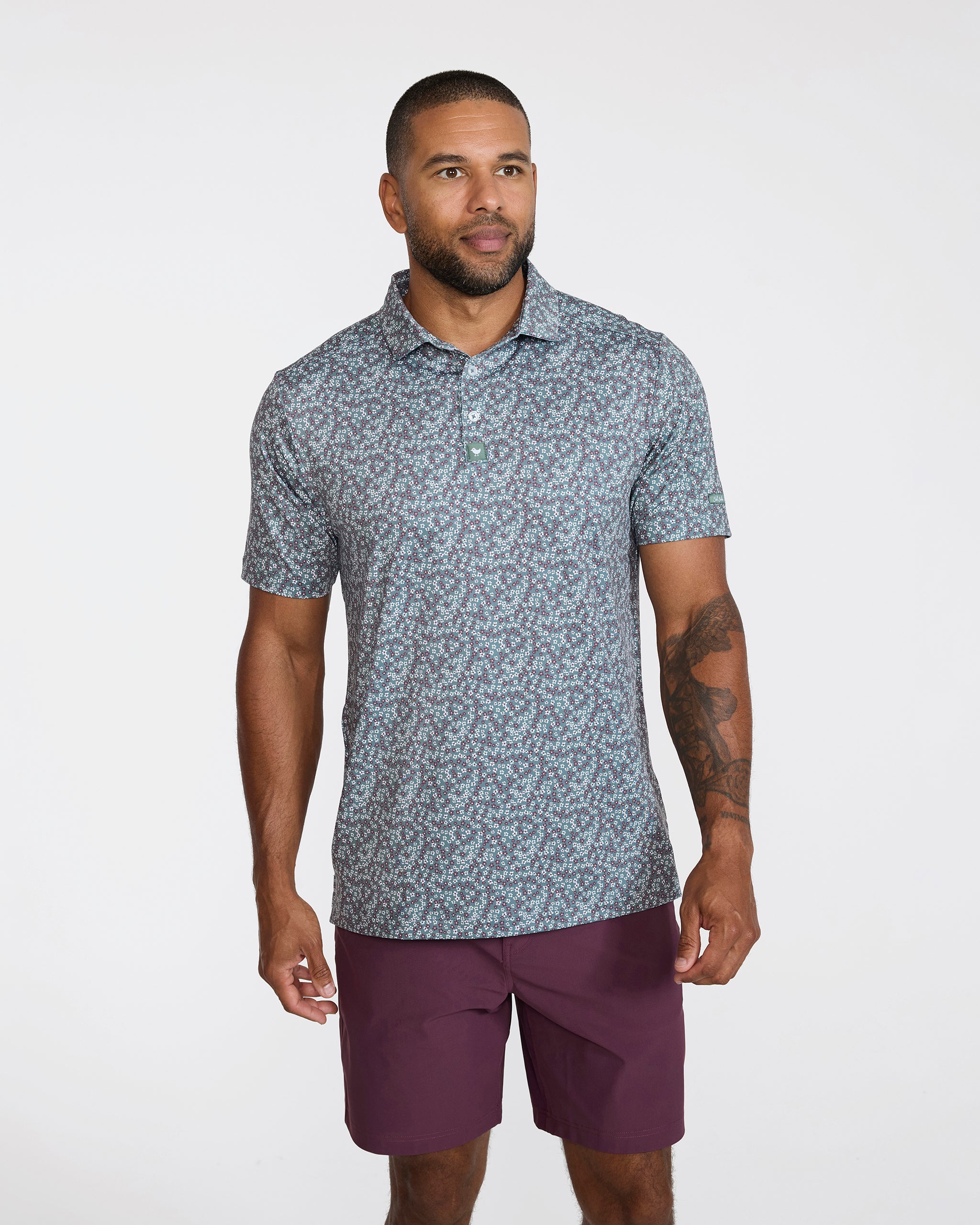 Ditsy Down - Dark Forest-Men's Polo-Bad Birdie