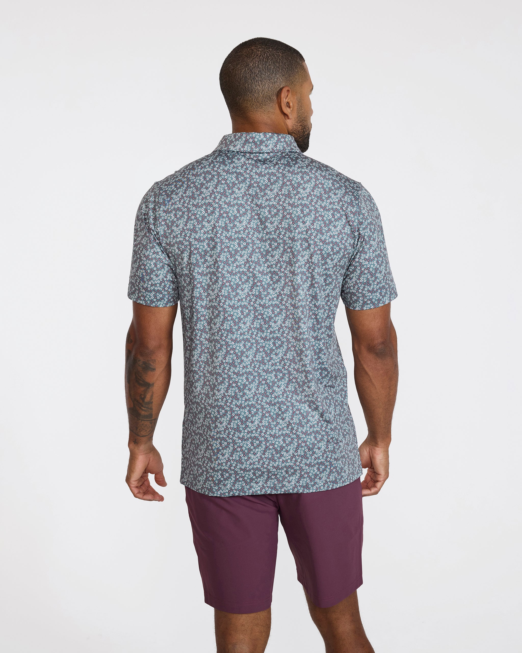 Ditsy Down - Dark Forest-Men's Polo-Bad Birdie
