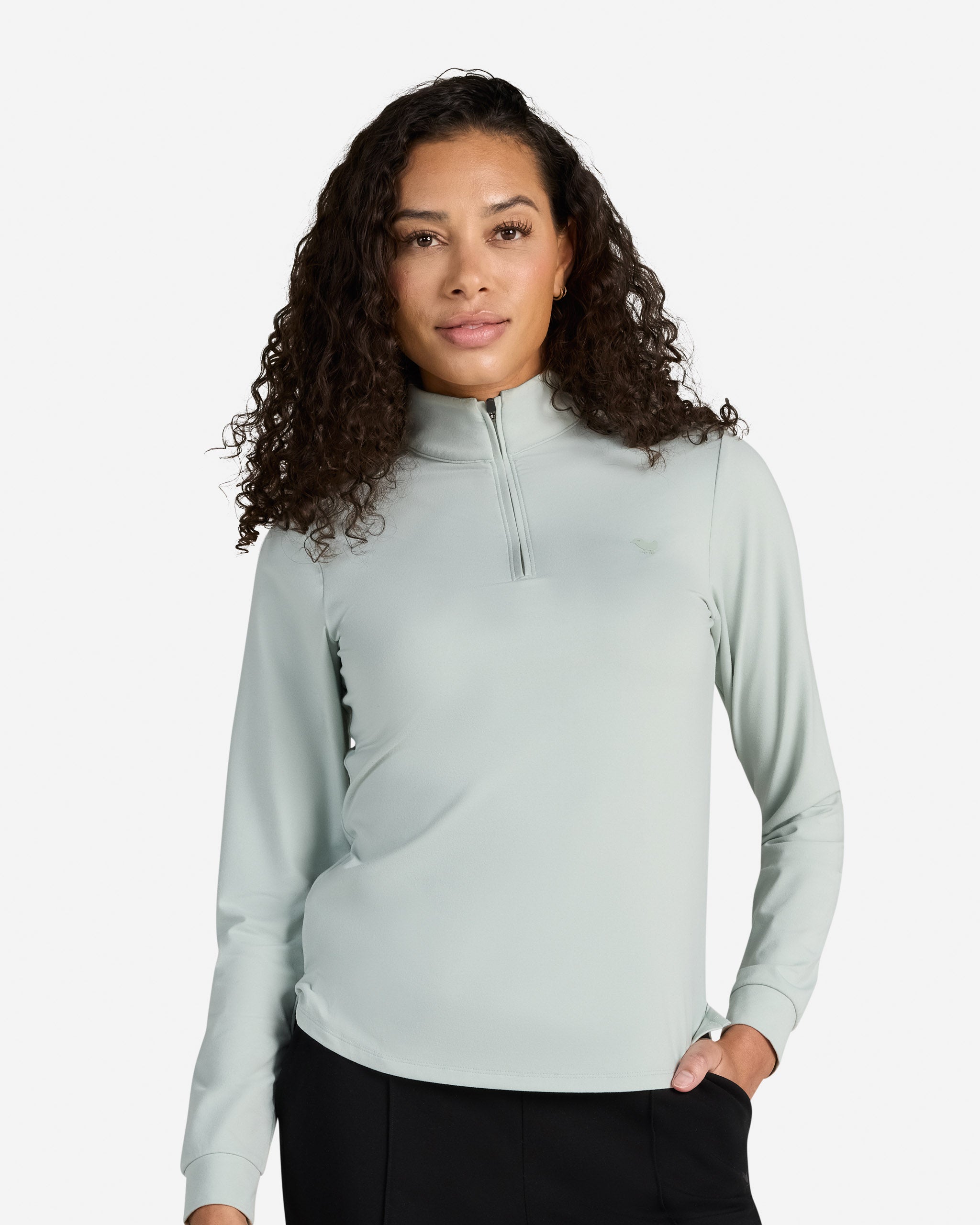 Womens Velocity Quarterzip - Aqua Gray – Bad Birdie