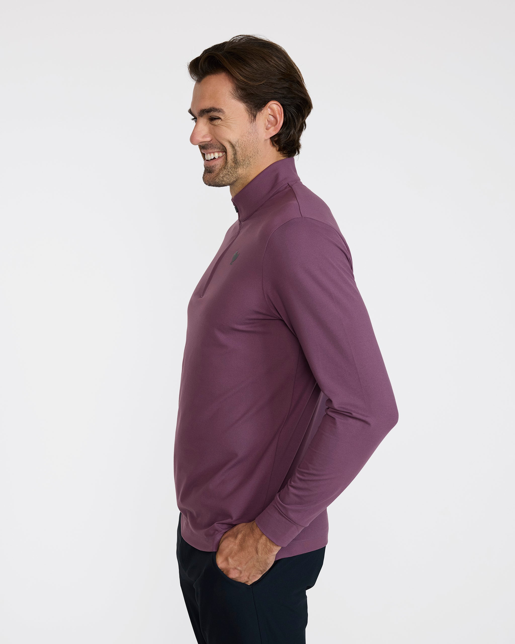 Velocity Quarterzip - Plum Wine-Men's Quarterzip-Bad Birdie