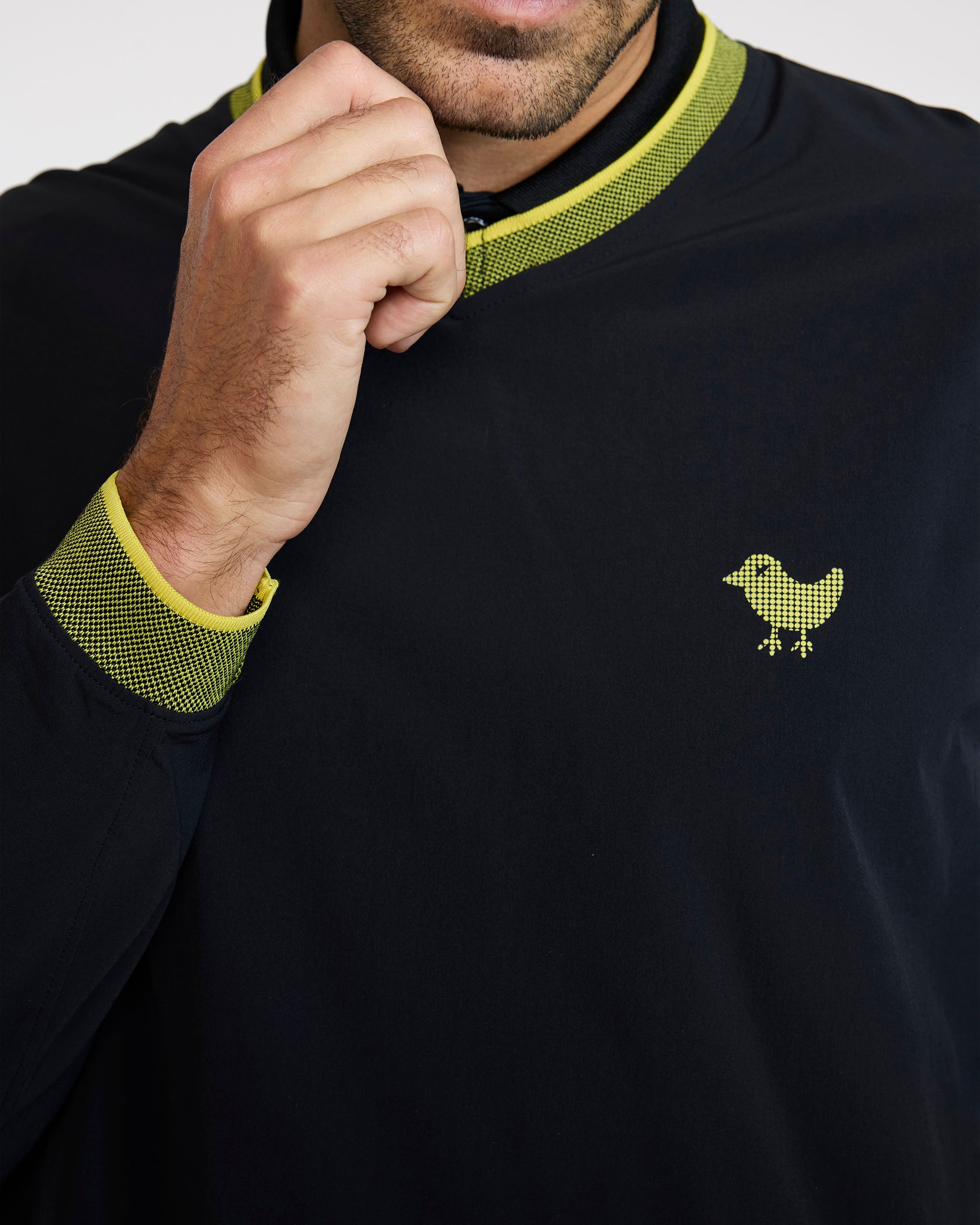 Kinetic Wind Pullover - Black - Warm Olive-Men's Jacket-Bad Birdie