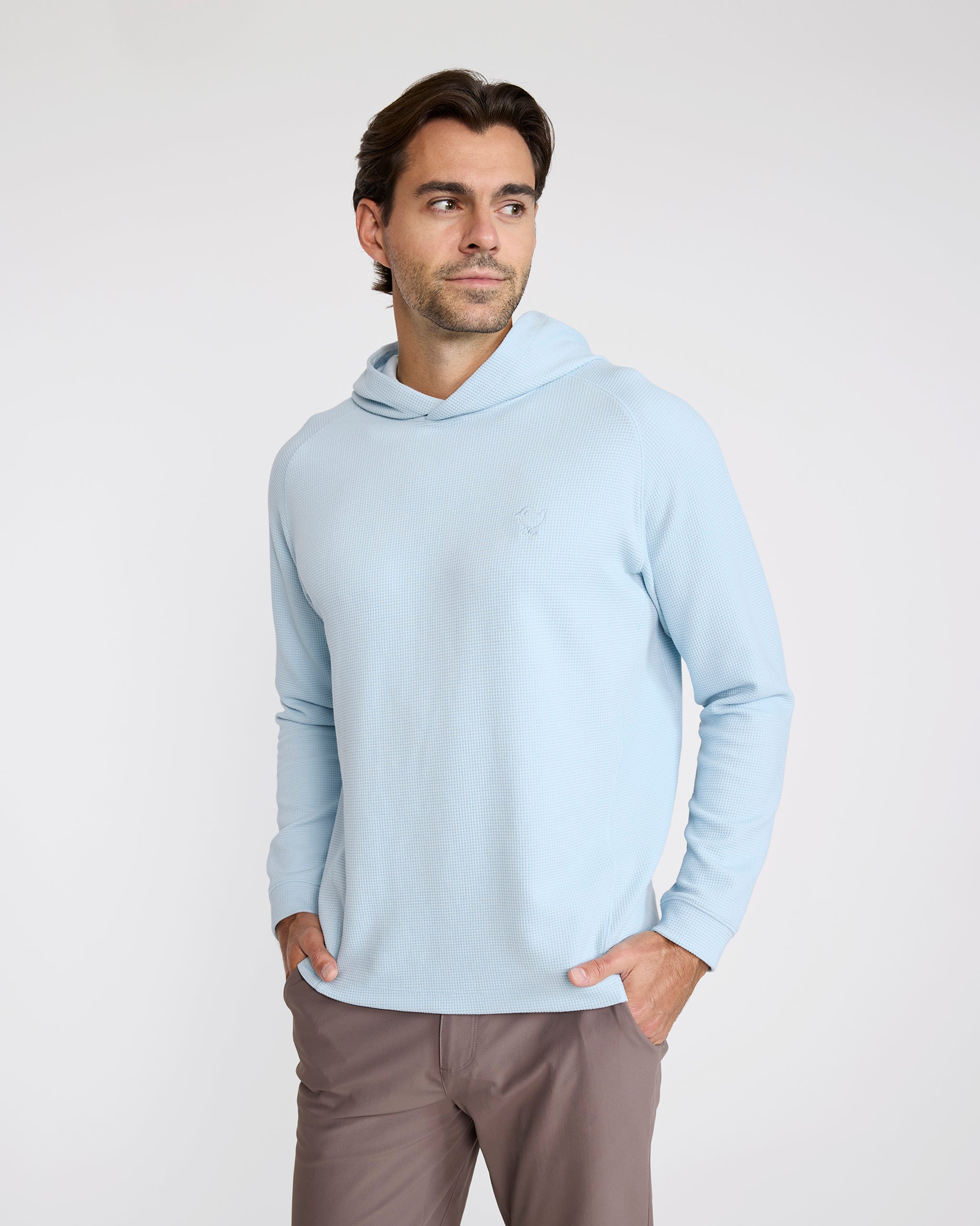 Waffle Hoodie - Baby Blue-Hoodie-Bad Birdie