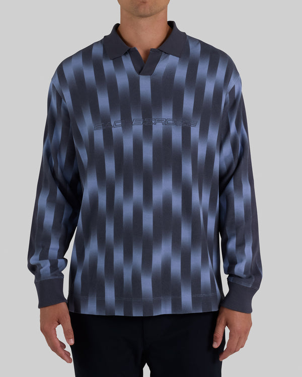 Long Sleeve Polo - Warped Black