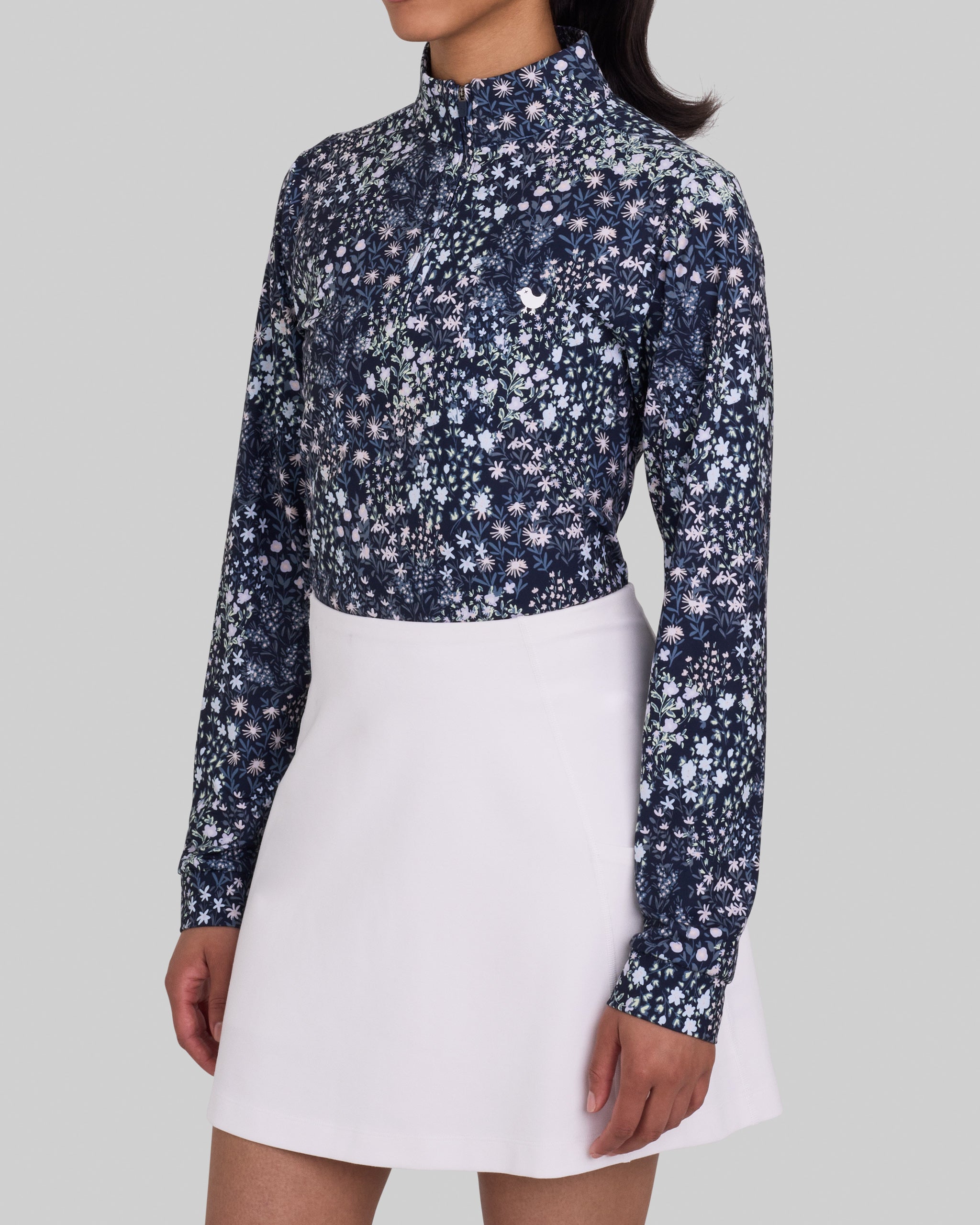Women's Quarterzip - Super Duper Bloom - Dark Navy – Bad Birdie
