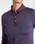 Double Stripe - Plum Wine Long Sleeve-Women's Polo-Bad Birdie