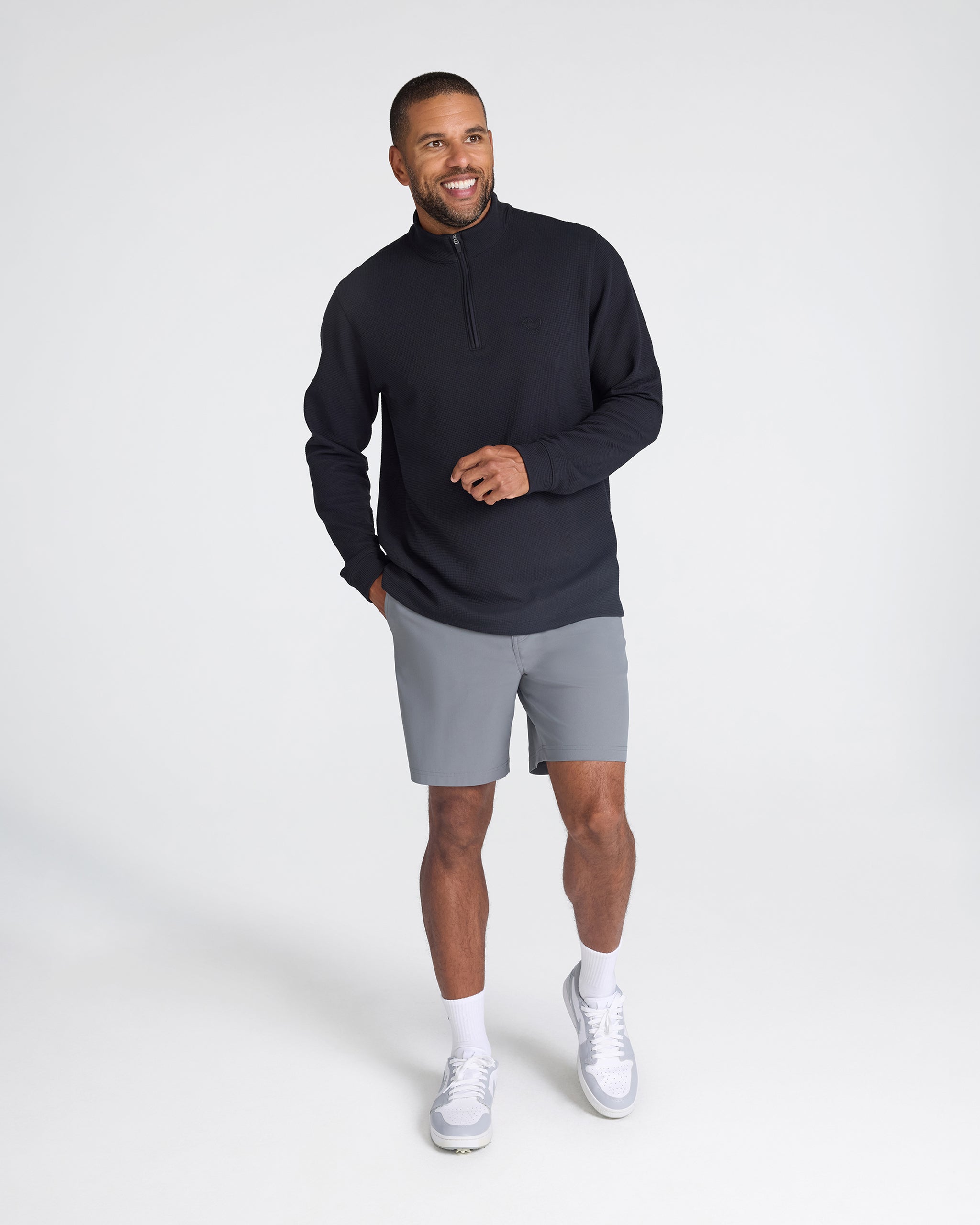 Waffle Quarterzip - Black-Quarterzip-Bad Birdie