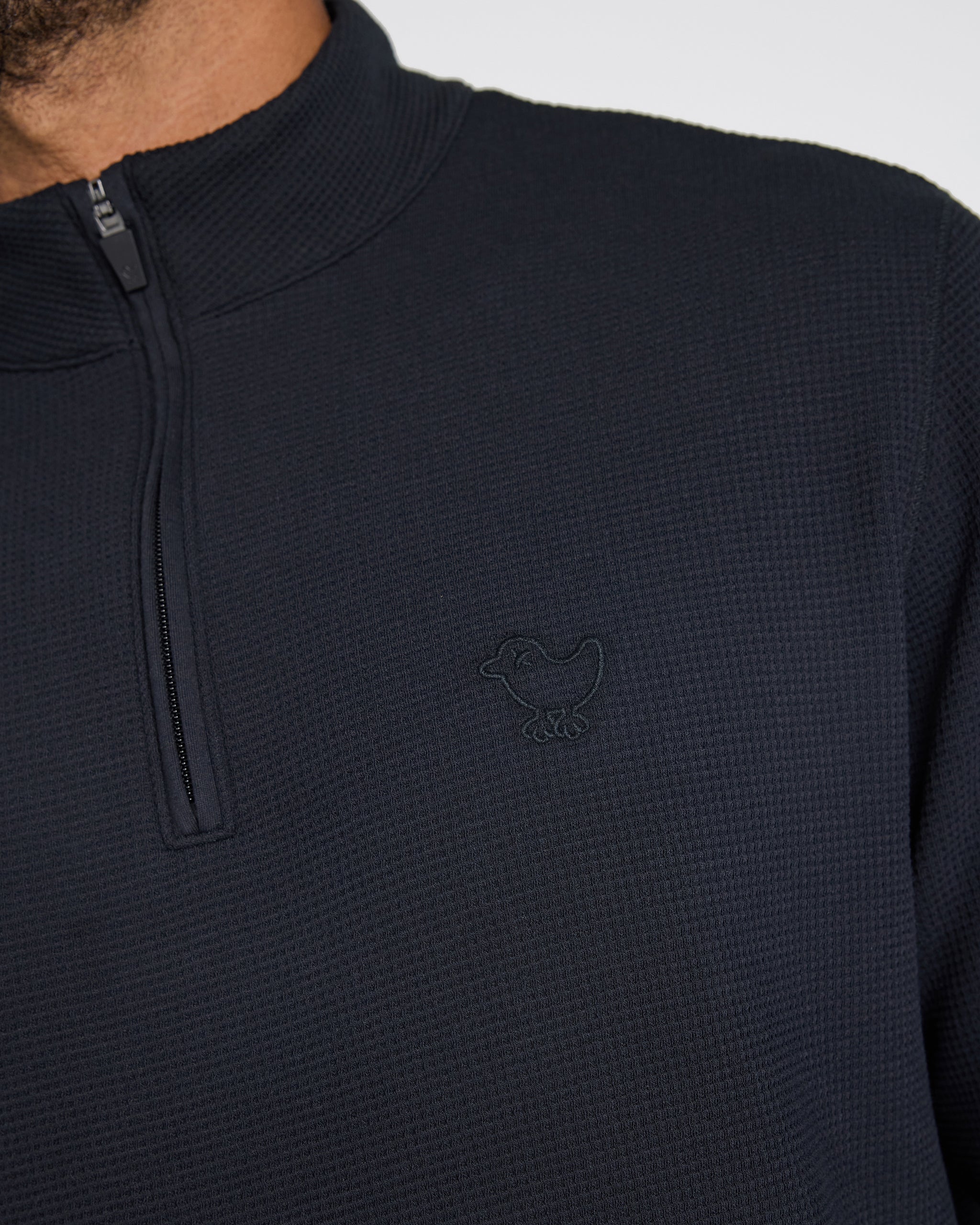 Waffle Quarterzip - Black-Quarterzip-Bad Birdie