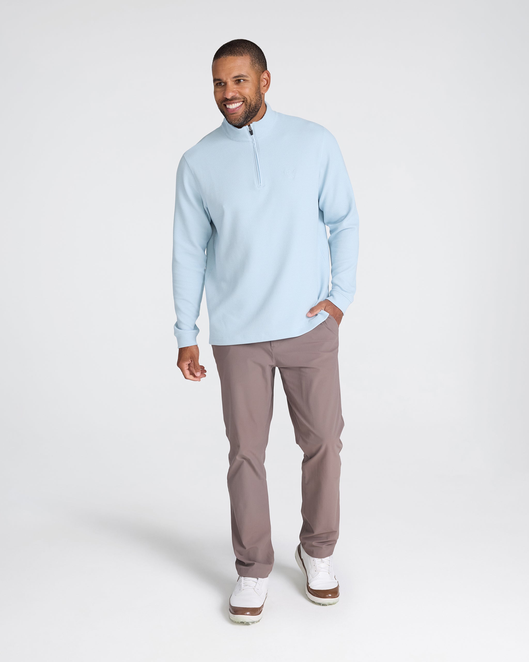 Waffle Quarterzip - Baby Blue-Quarterzip-Bad Birdie