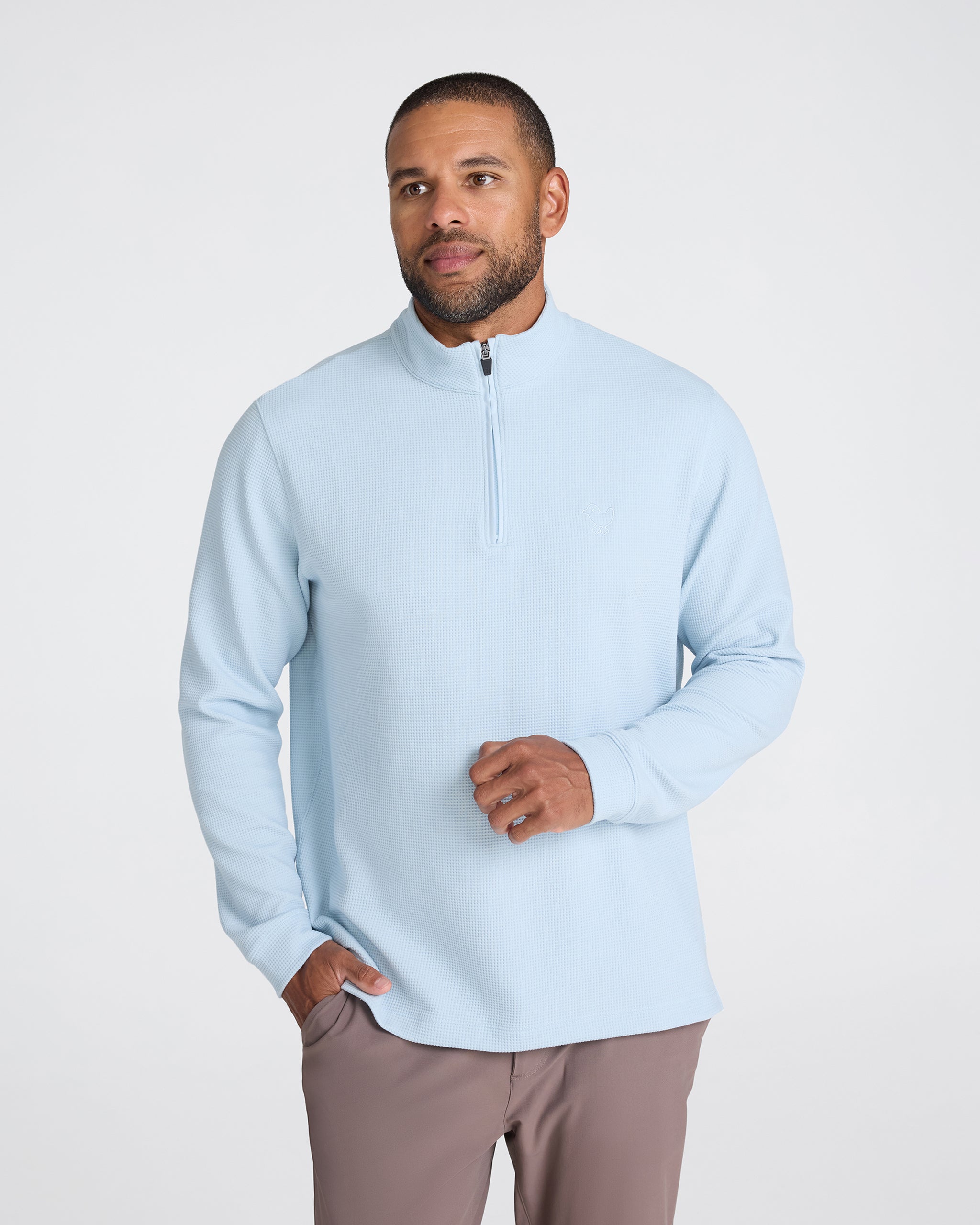 Waffle Quarterzip - Baby Blue-Quarterzip-Bad Birdie