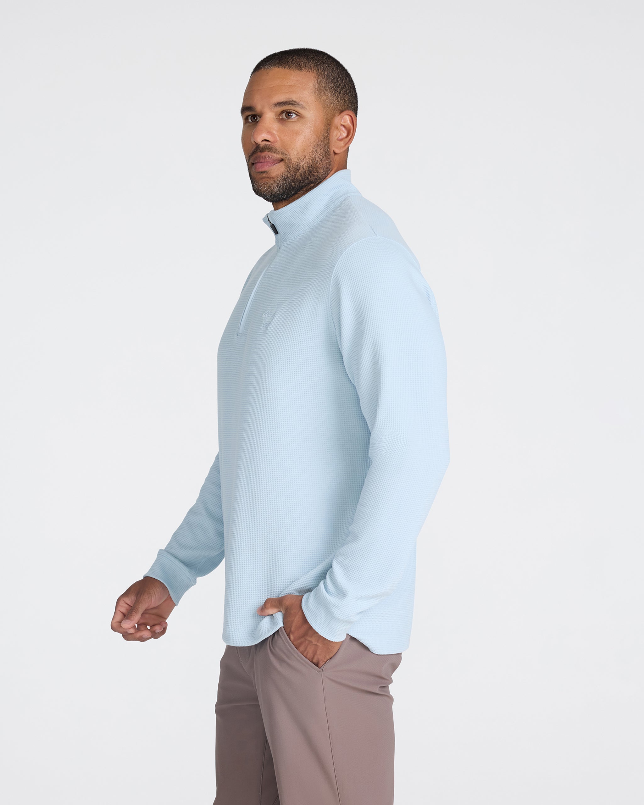 Waffle Quarterzip - Baby Blue-Quarterzip-Bad Birdie