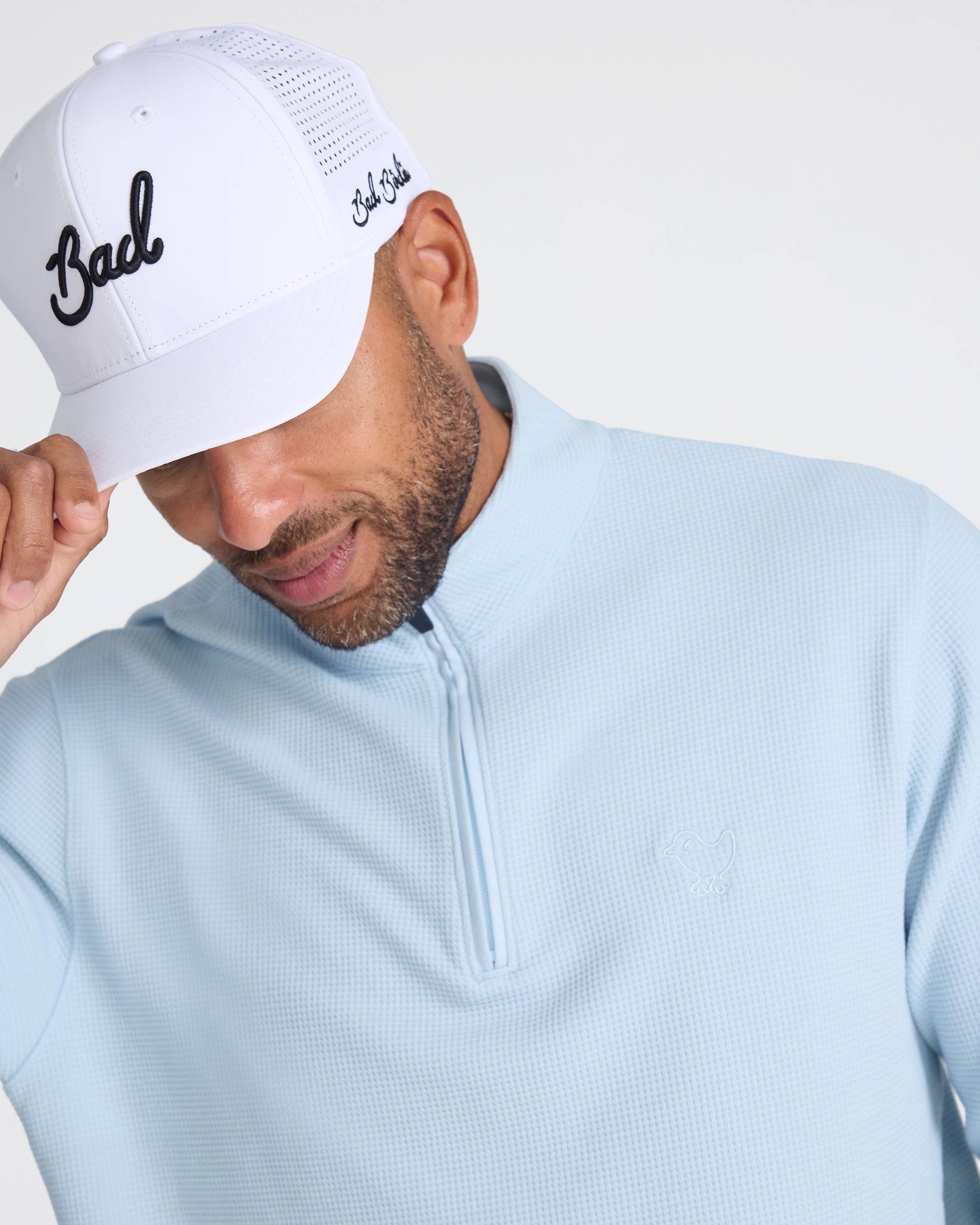 Waffle Quarterzip - Baby Blue-Quarterzip-Bad Birdie