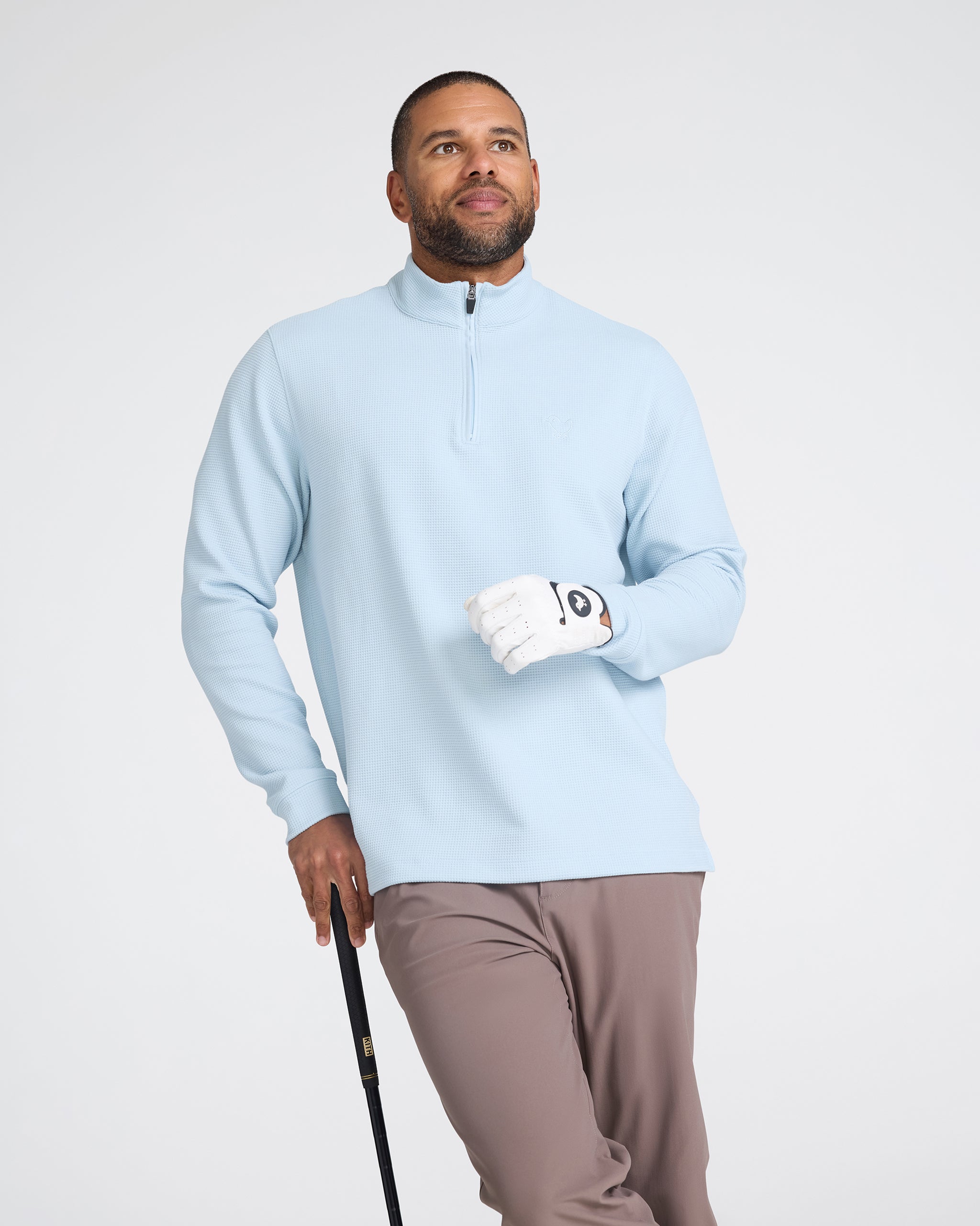 Waffle Quarterzip - Baby Blue-Quarterzip-Bad Birdie