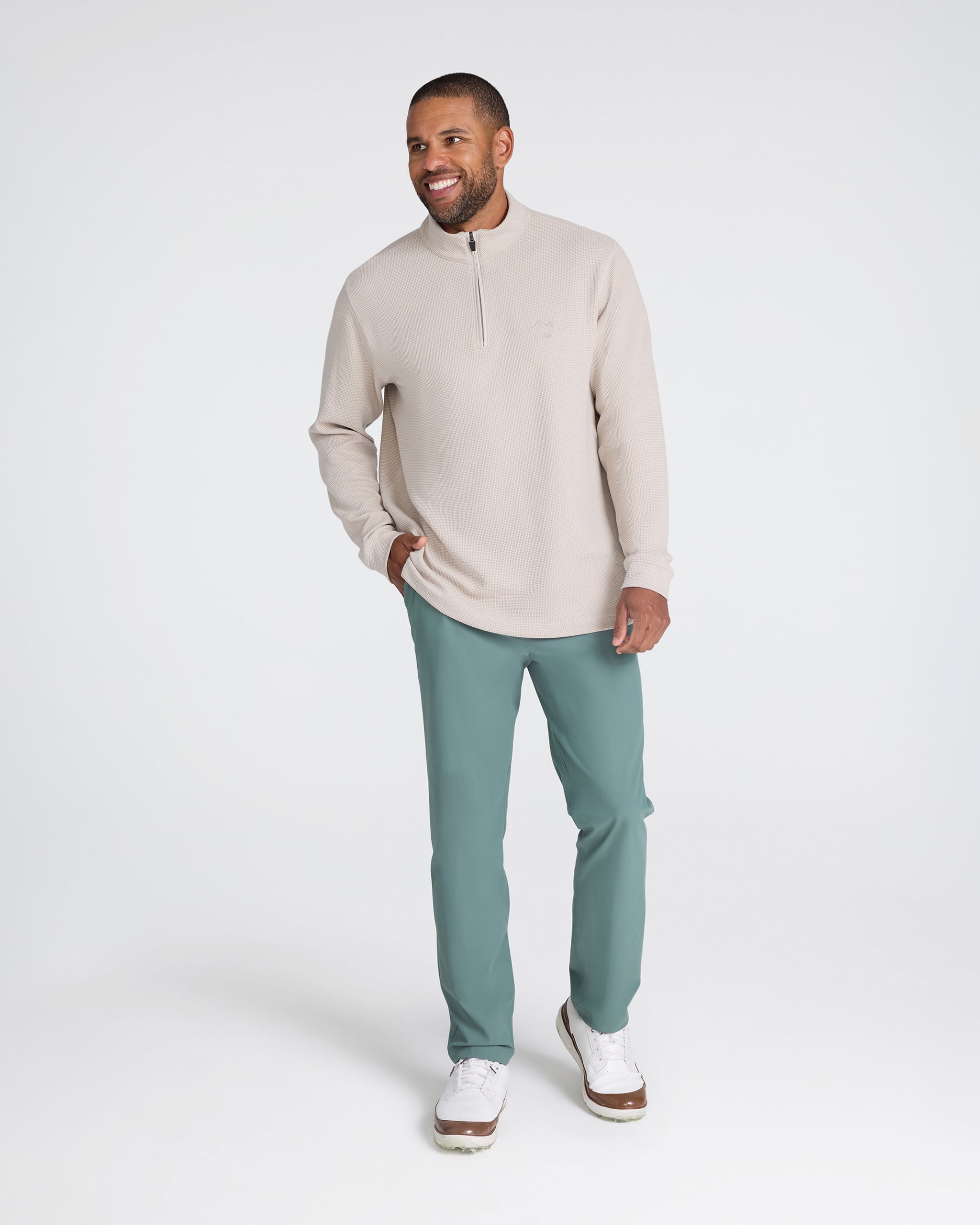 Waffle Quarterzip - Dove-Quarterzip-Bad Birdie