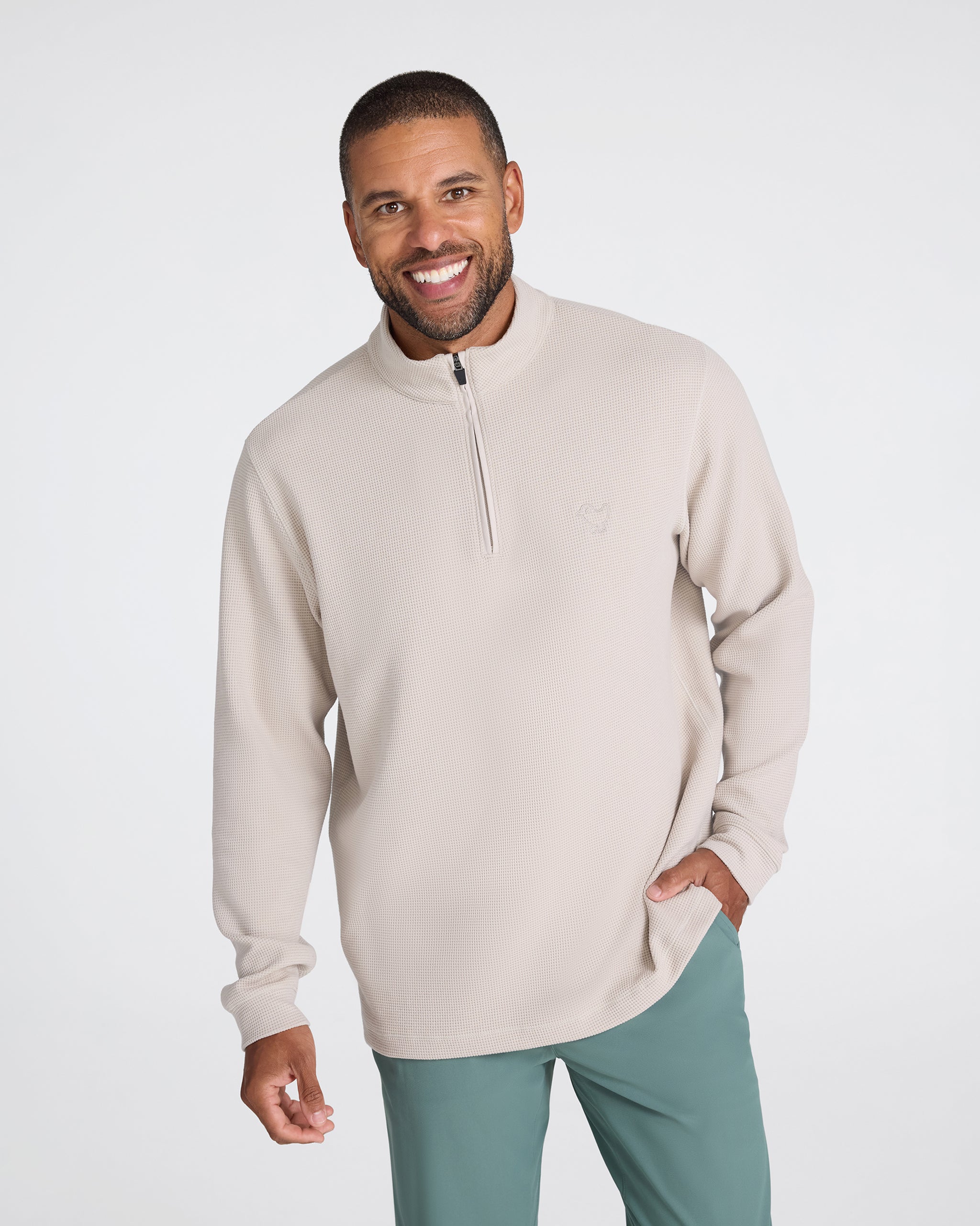 Waffle Quarterzip - Dove-Quarterzip-Bad Birdie