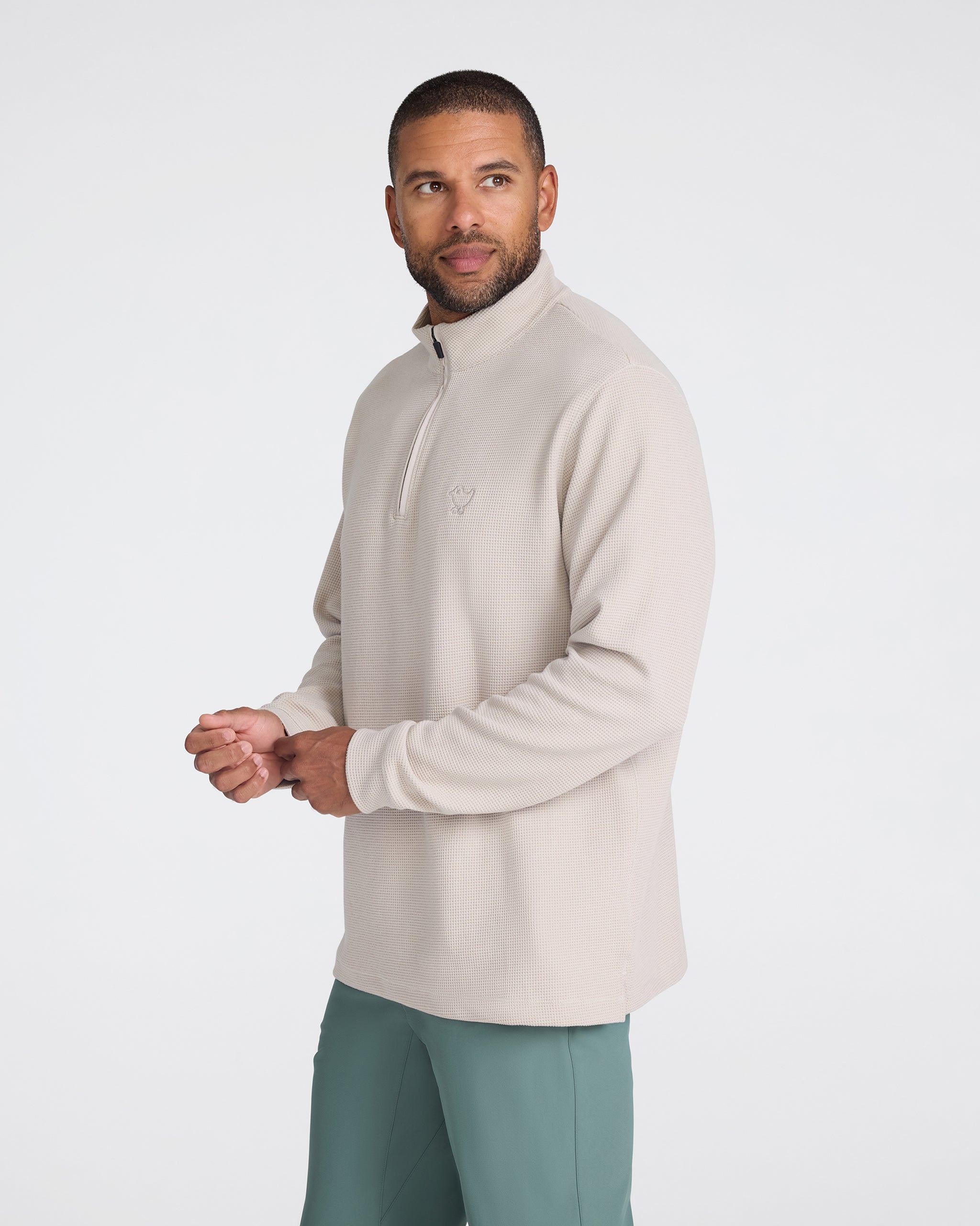 Waffle Quarterzip - Dove-Quarterzip-Bad Birdie