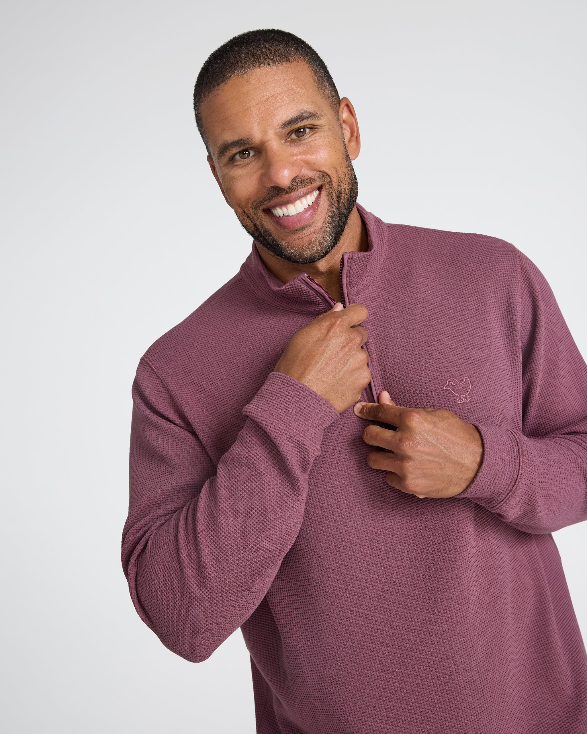 Waffle Quarterzip - Plum Wine-Quarterzip-Bad Birdie