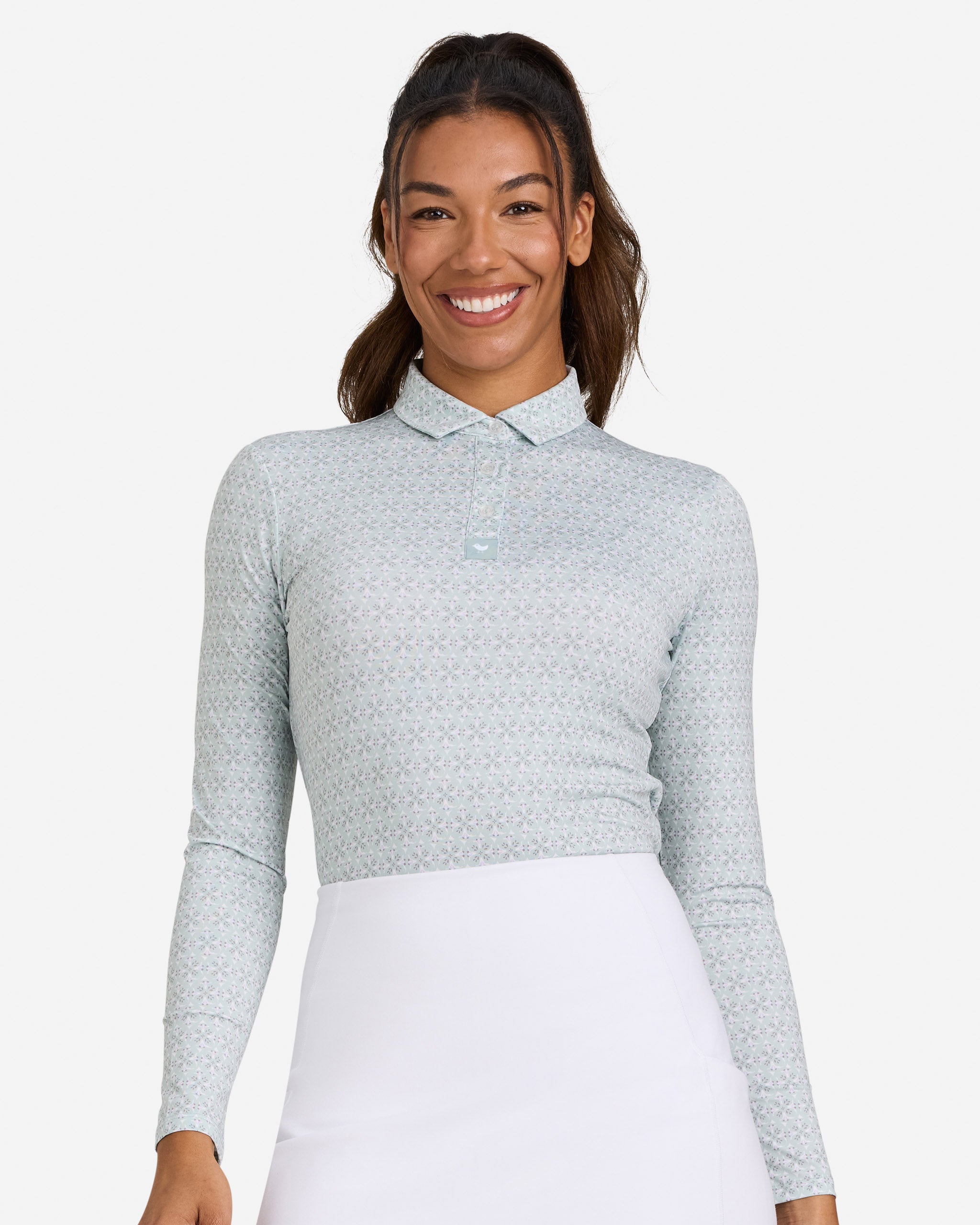 Women's Long Sleeve Polo - Blue Craters – Bad Birdie