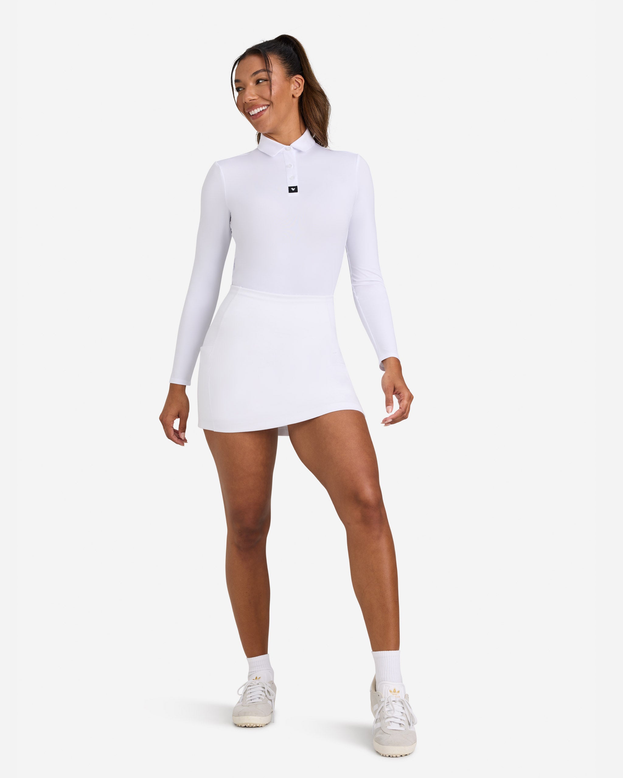 Women's Long Sleeve Polo Brilliant White – Bad Birdie