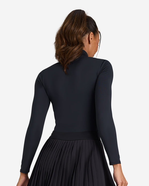 Long Sleeve Polo - Black-Women's Polo-Bad Birdie