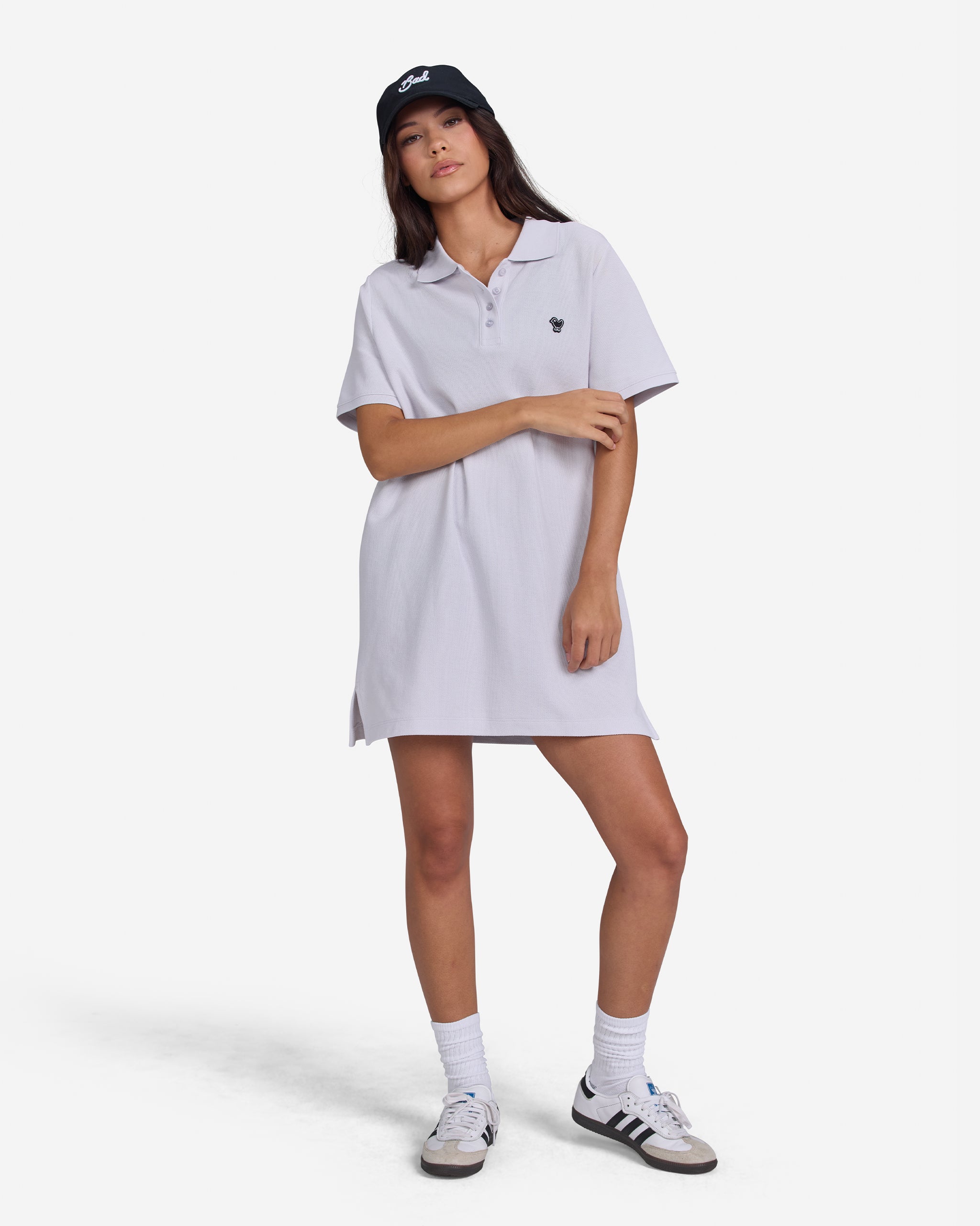 Waffle Knit Lilac Polo Dress - Bad Birdie